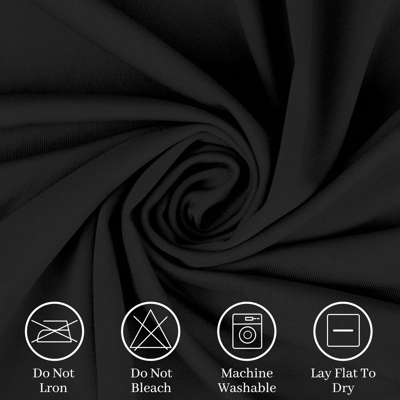 Fhberni Spandex Table Cover 6 ft. Fitted Polyester Tablecloth Stretch Table Cover Table Topper Open Back - Black