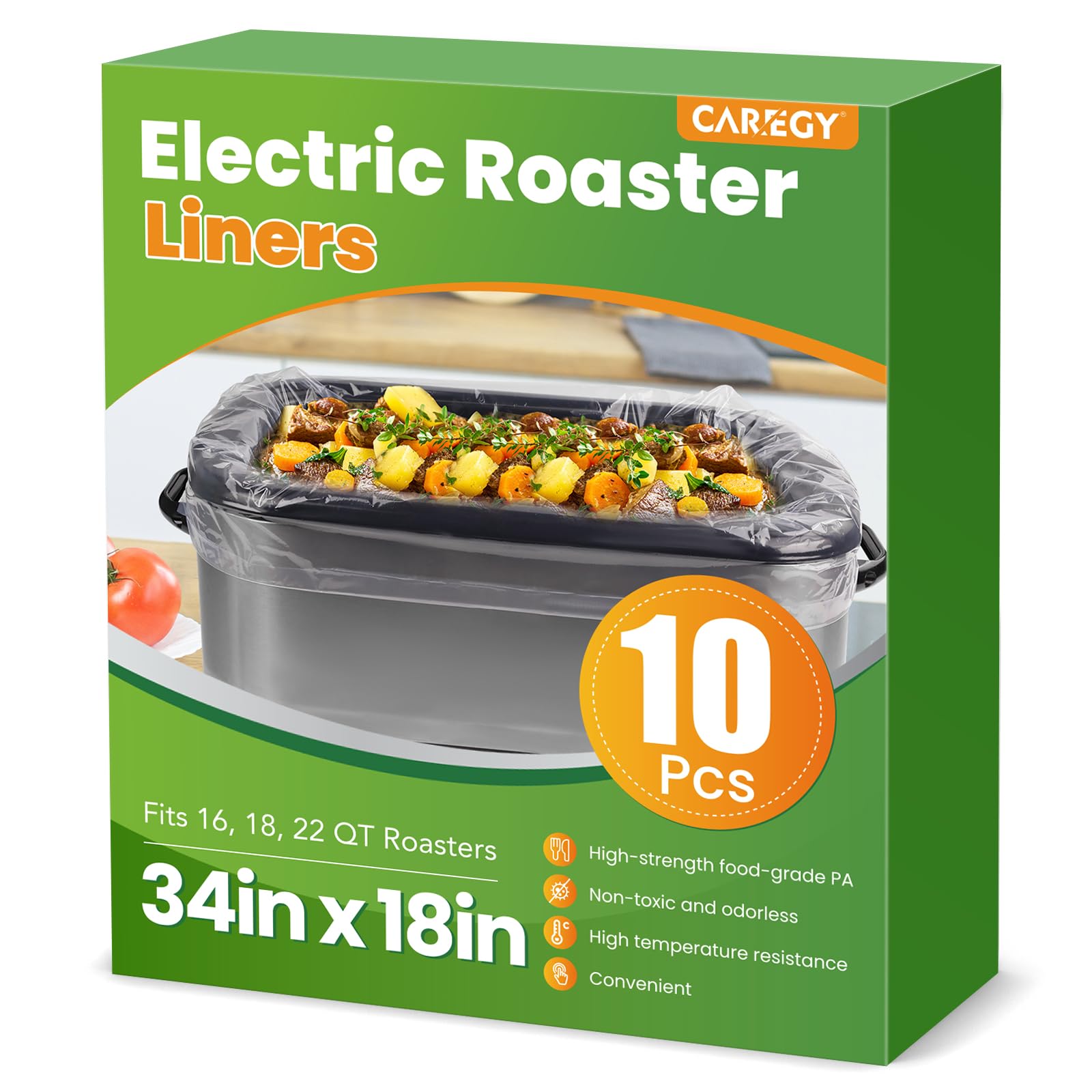 Caregy Electric Roaster Liners 34 X 18 Inch 30 Counts Disposable Roaster Liners Fits 16, 18, 22 Quarts Roasters, Roasting Oven L