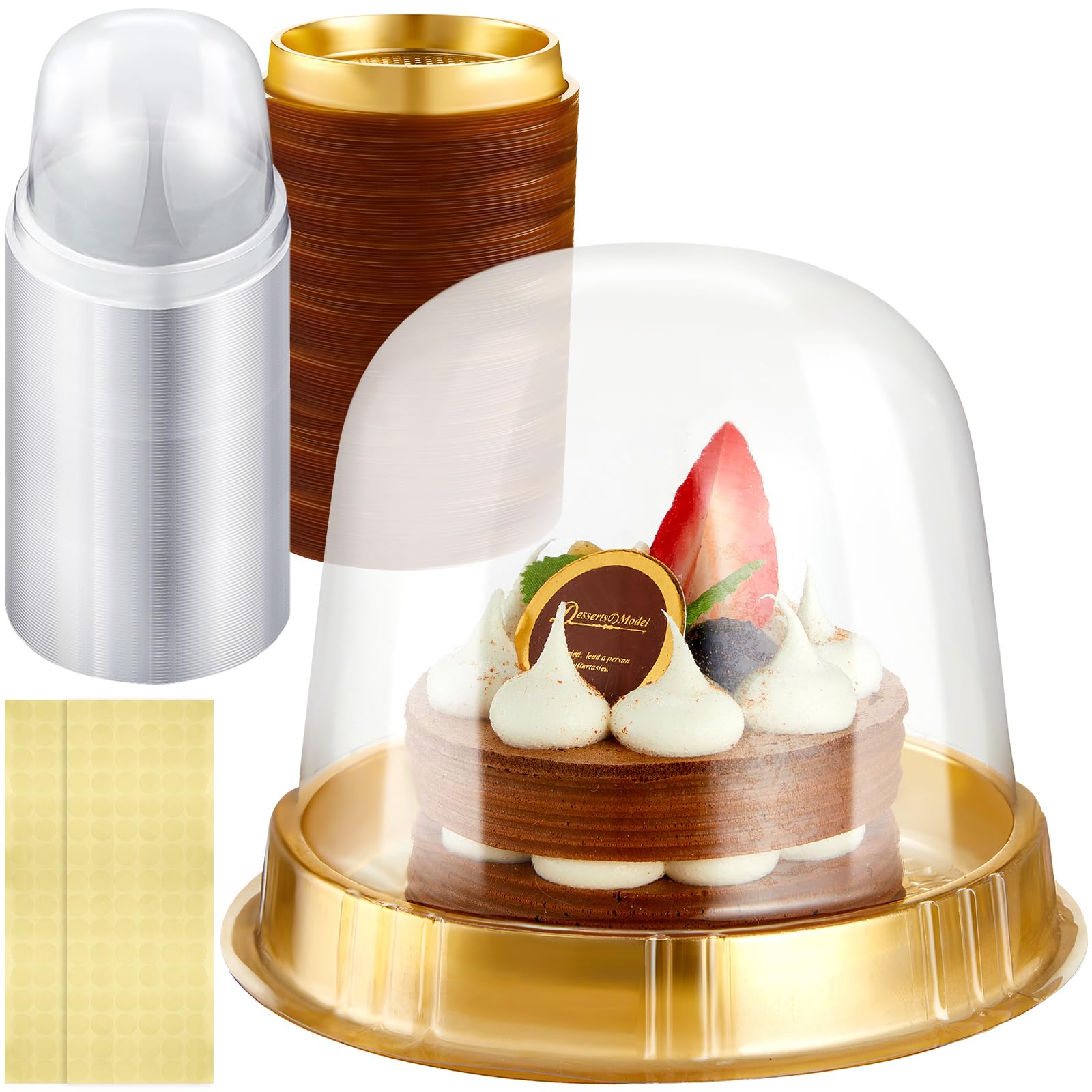 Mimorou Individual Cupcake Boxes Clear Plastic Cupcake Containers Disposable Single Holder with Lid Tall Cake Carrier 5.3 Inch D