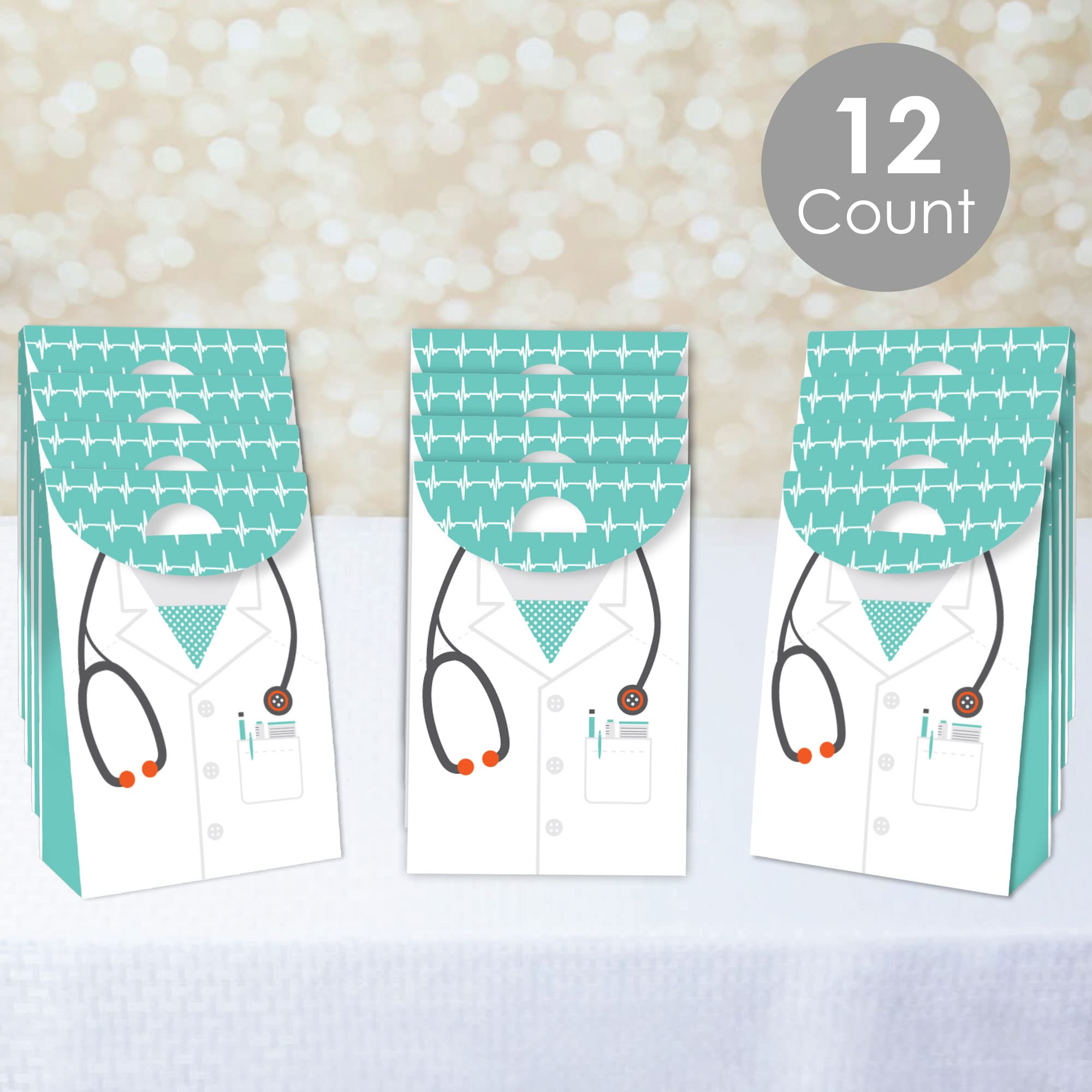 Big Dot Of Happiness Medical School Grad - Doctor Graduation Gift Favor Bags - Party Goodie Boxes - Set Of 12