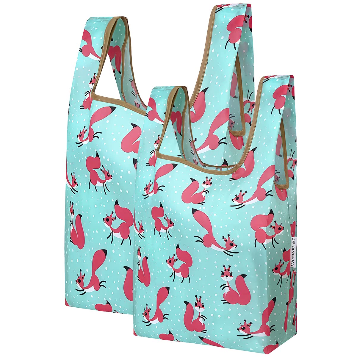 Wrapables Jolibag Collection Reusable Shopping Bag (Set Of 2), Squirrels