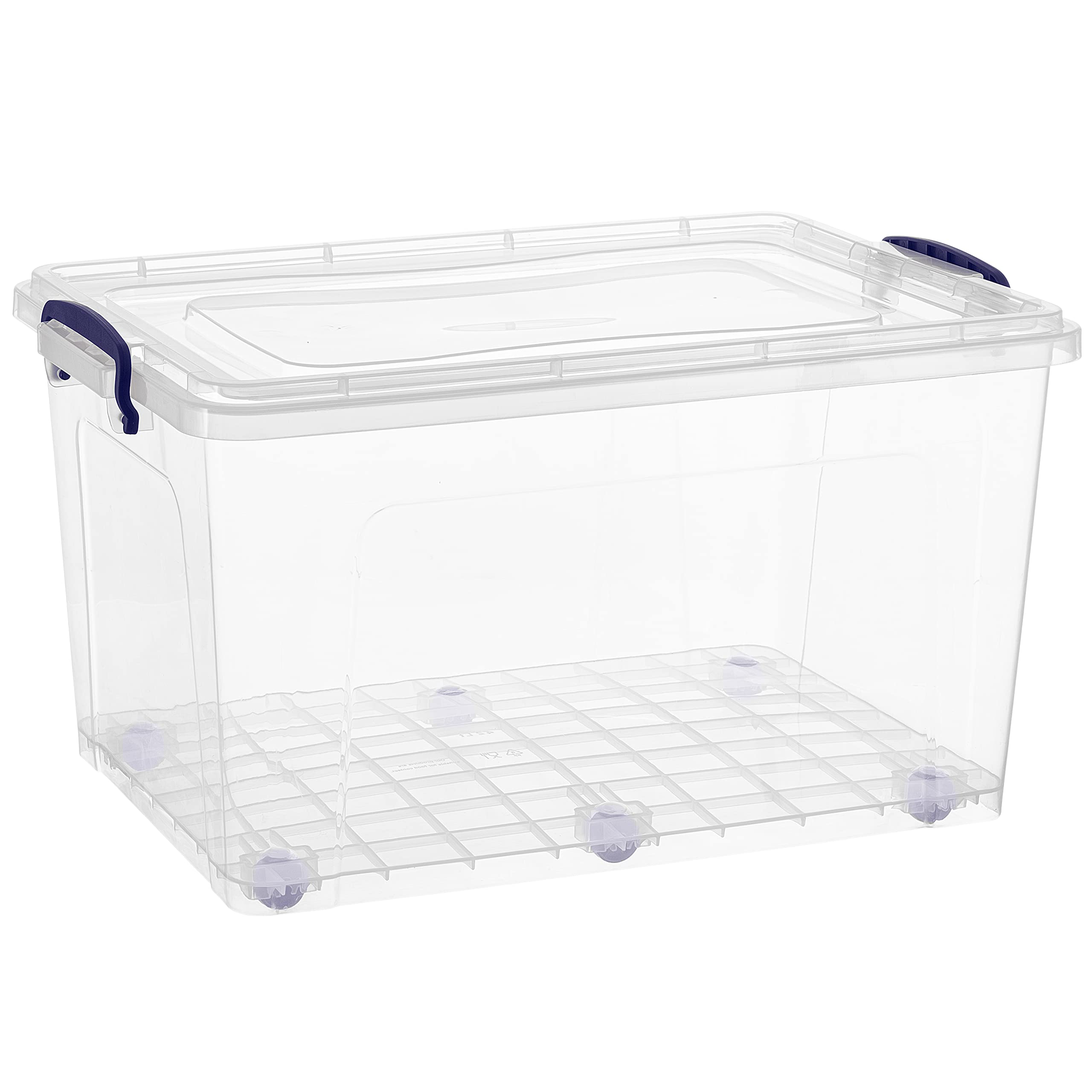 Superio 44 Qt Clear Plastic Storage Bin With Lid And Wheels, Non-Toxic, Bpa Free, Odor Free, Organizer Storage Box, Stackable Pl