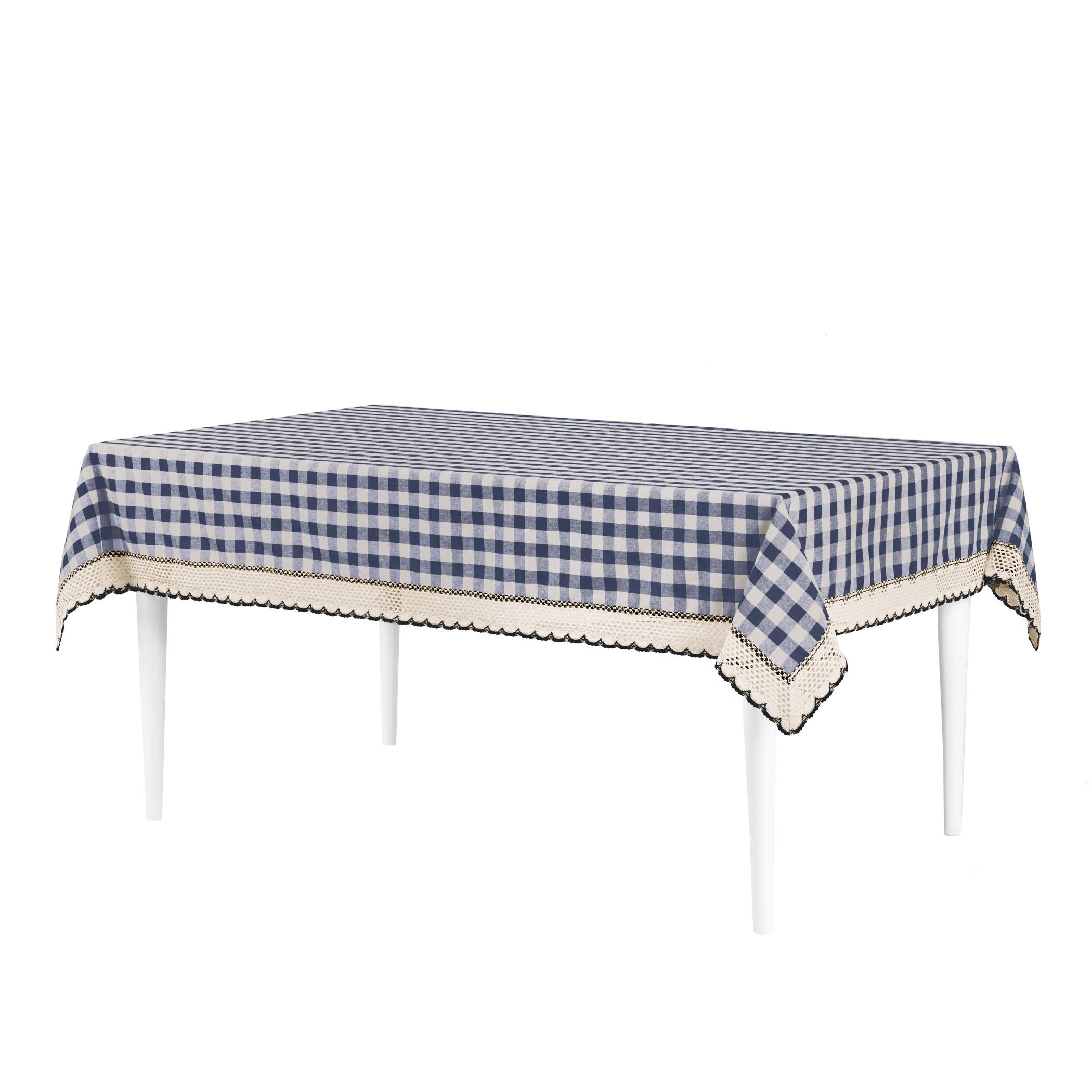 Buffalo Check Plaid Tablecloth, Navy - 60'' X 104'' - Premium & Durable Checkerd Tablecloth Is Reversible For Solid Colors - Wat