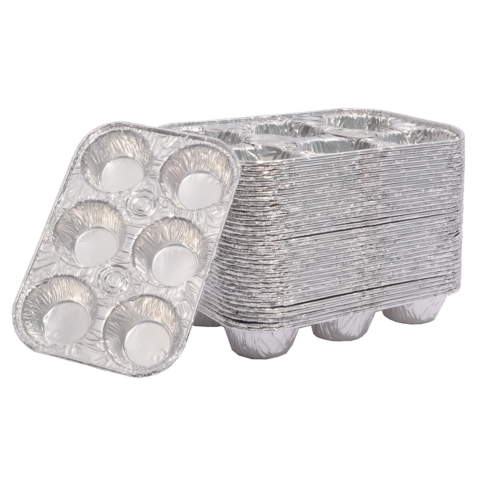 Waytiffer Muffin Pan 6-Cup Cupcake Aluminum Pans Favorite Muffin Tin Size For Baking Cupcakes - Standard Size (6-Cup-20Pack)