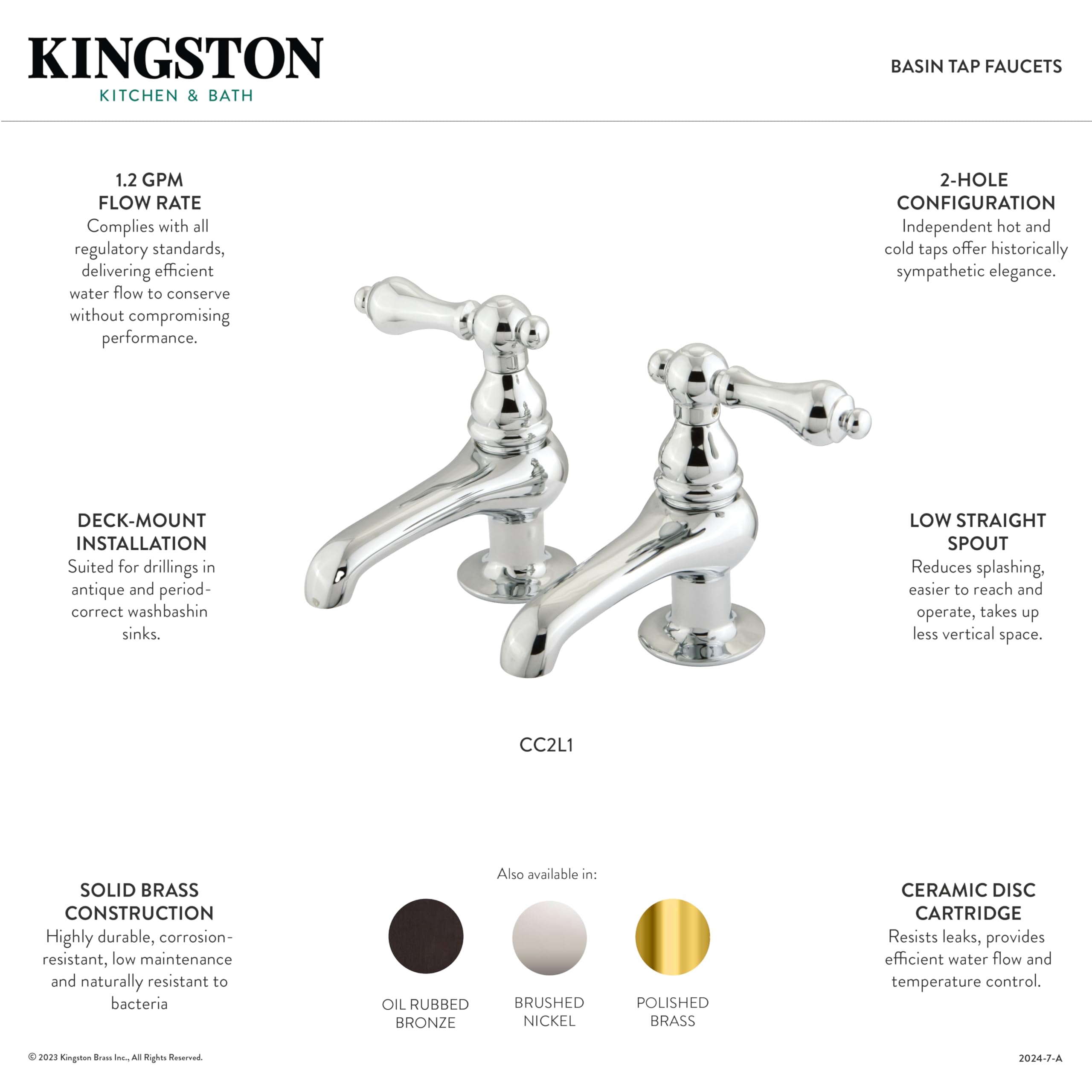 Kingston Brass Cc2L1 Basin Faucet, Polished Chrome