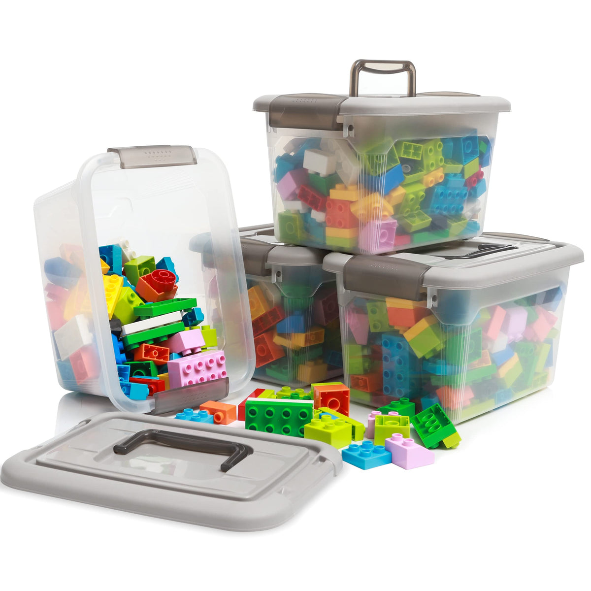 Citylife 4 Packs 5.3 Qt Plastic Storage Bins With Latching Lids Stackable Storage Containers For Organizing Clear Storage Box Fo