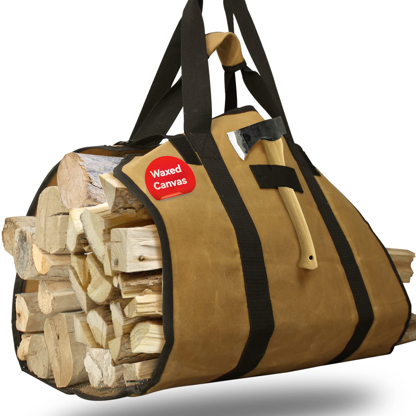 Cupohus Extra Large 2In1 Firewood Carrier Waxed Canvas Bag 44   X23   , Heavy Duty Log Holder Tote Bag With Handles And Shoulder
