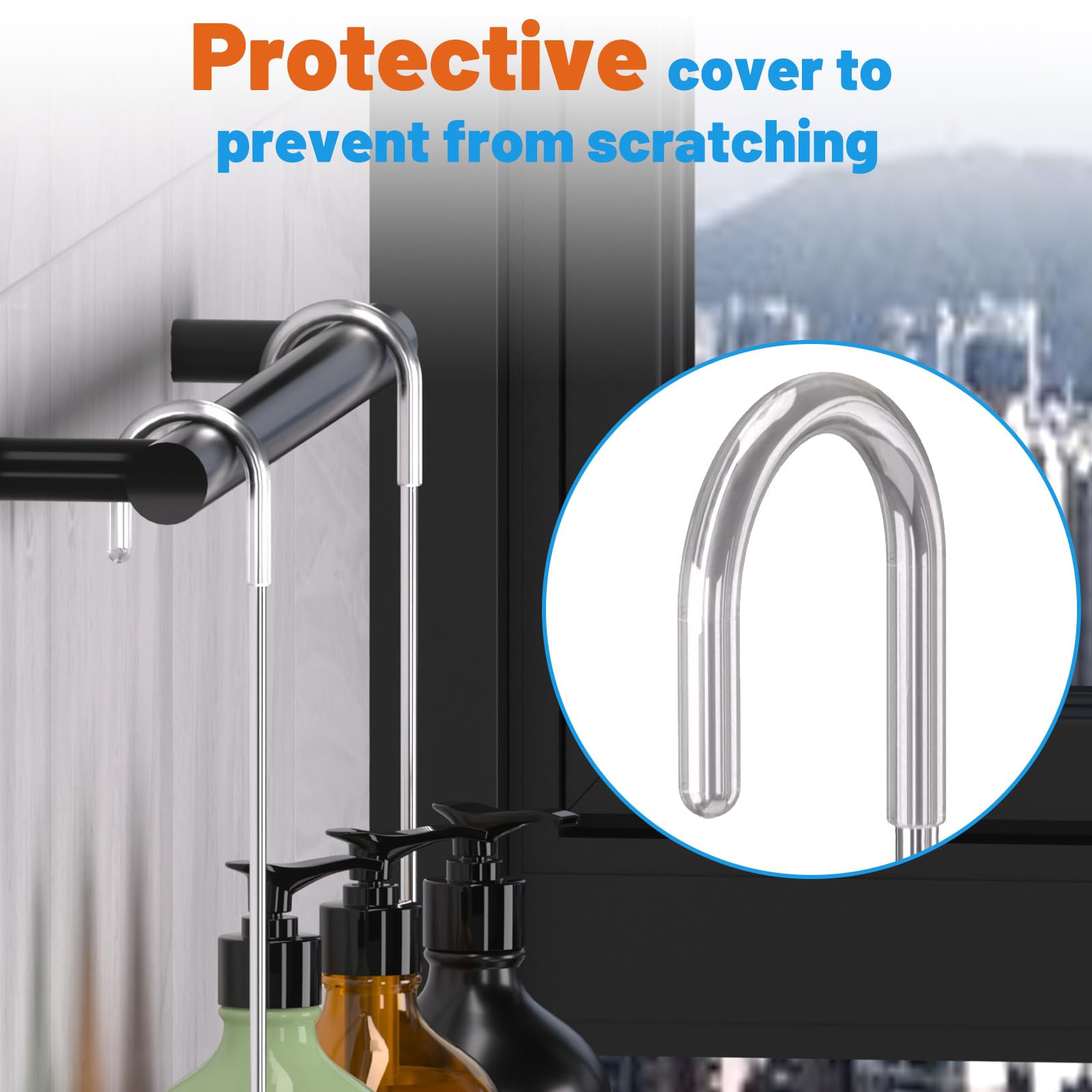 Yuoros Shower Caddy Hanging, Over The Door Shower Organizer Rack 304 Stainless Steel Rustproof (Silver)