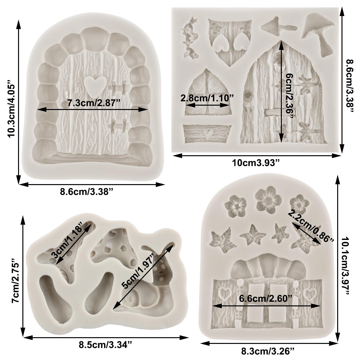 Sijiangmold Enchanted Vintage Fairy Garden Fairy Gnome Home Door Window Silicone Molds Snail Mushroom Fondant Mold For Cake Deco