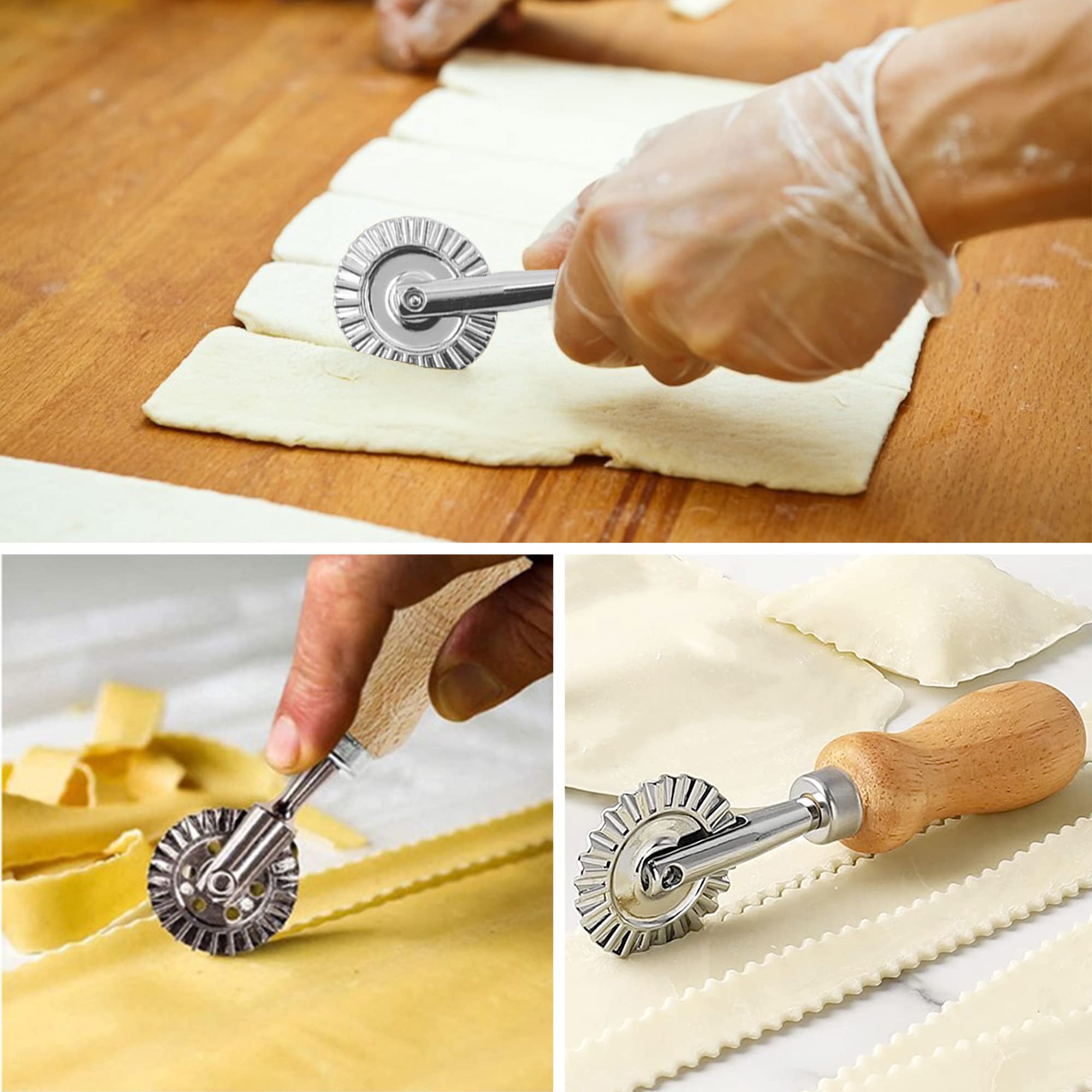 Premium Pasta Maker Pasta Roller And Ravioli Cutter Precision Cutting With Zinc Alloy And Solid Wood Handle Ideal For Home Cooki