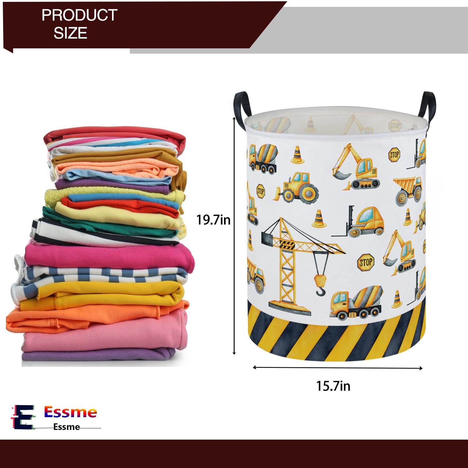 Essme Kids Laundry Basket,Car Hamper Collapsible Canvas Waterproof Storage Bin For Boys, Nursery Hamper,Gift Baskets,Toy Bins(En