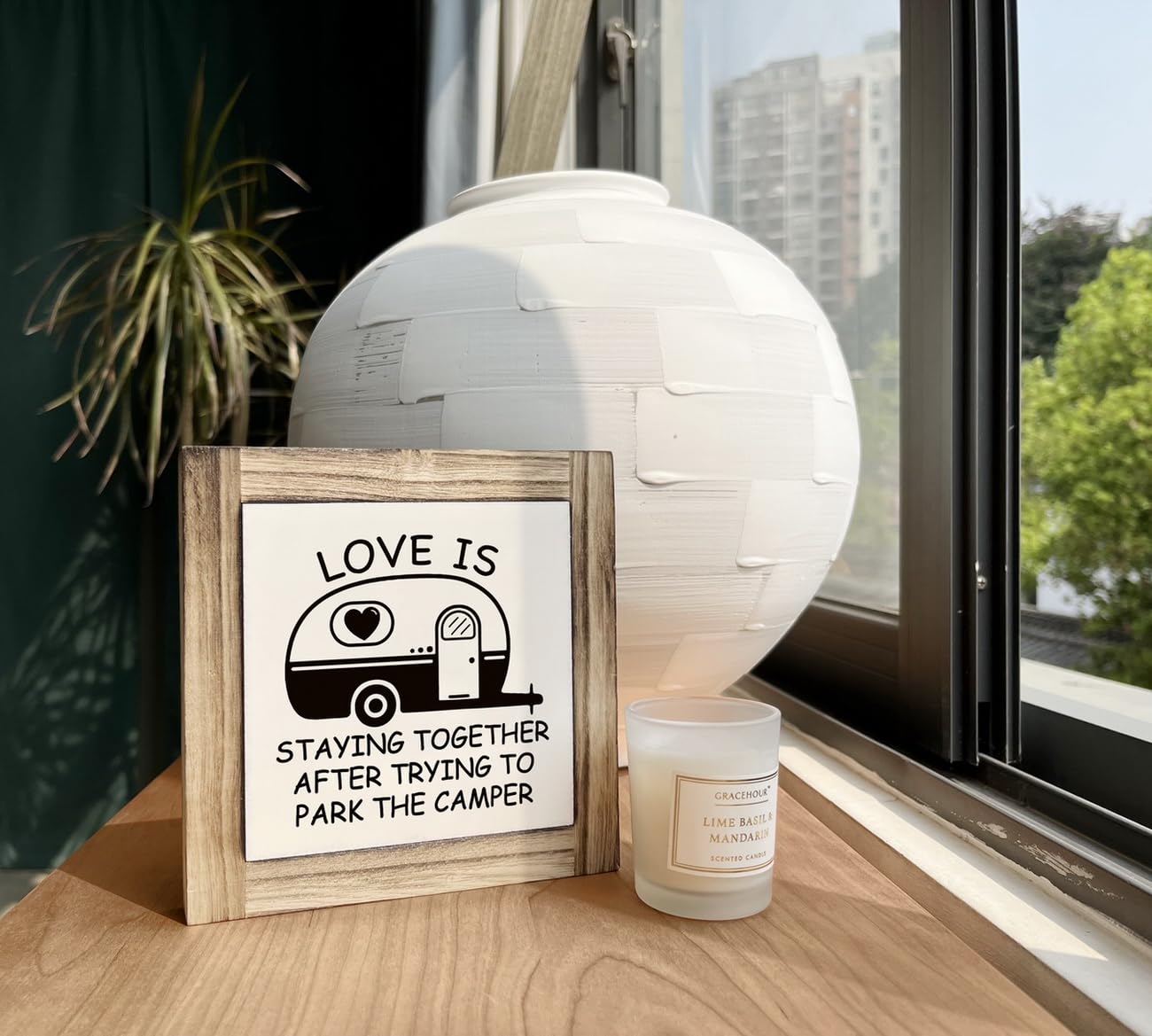 Camper Wood Plaque Sign, Love is Staying Together Parking the Camper, Box Wood Plaques Desk D  cor, Camper Wooden Plaque Signs,