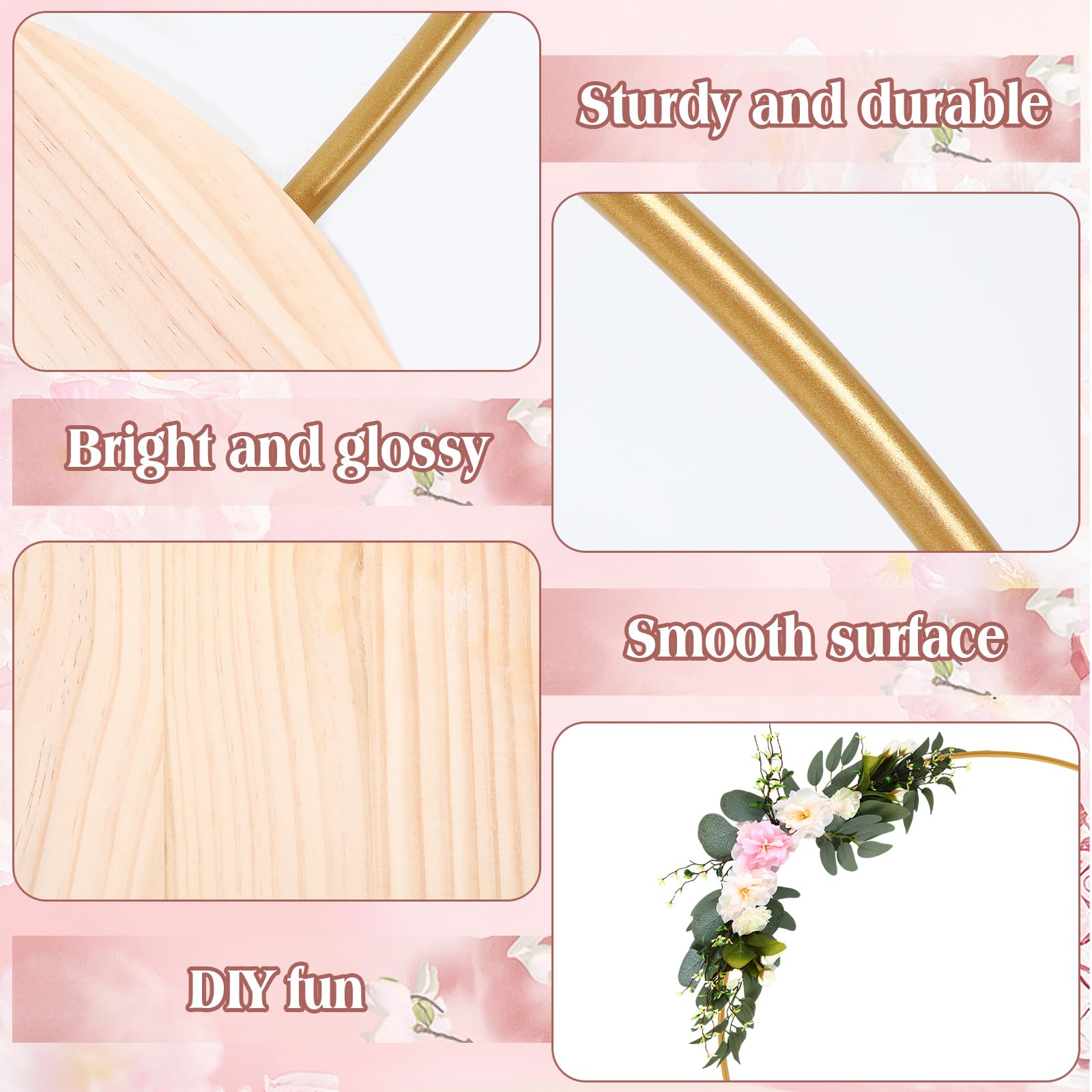 Norme 33.5 Tall Wedding Arch Cake Stand Round Metal Cake Stand For Wedding Reception Hoop Decoration With Wooden Stand Floral De