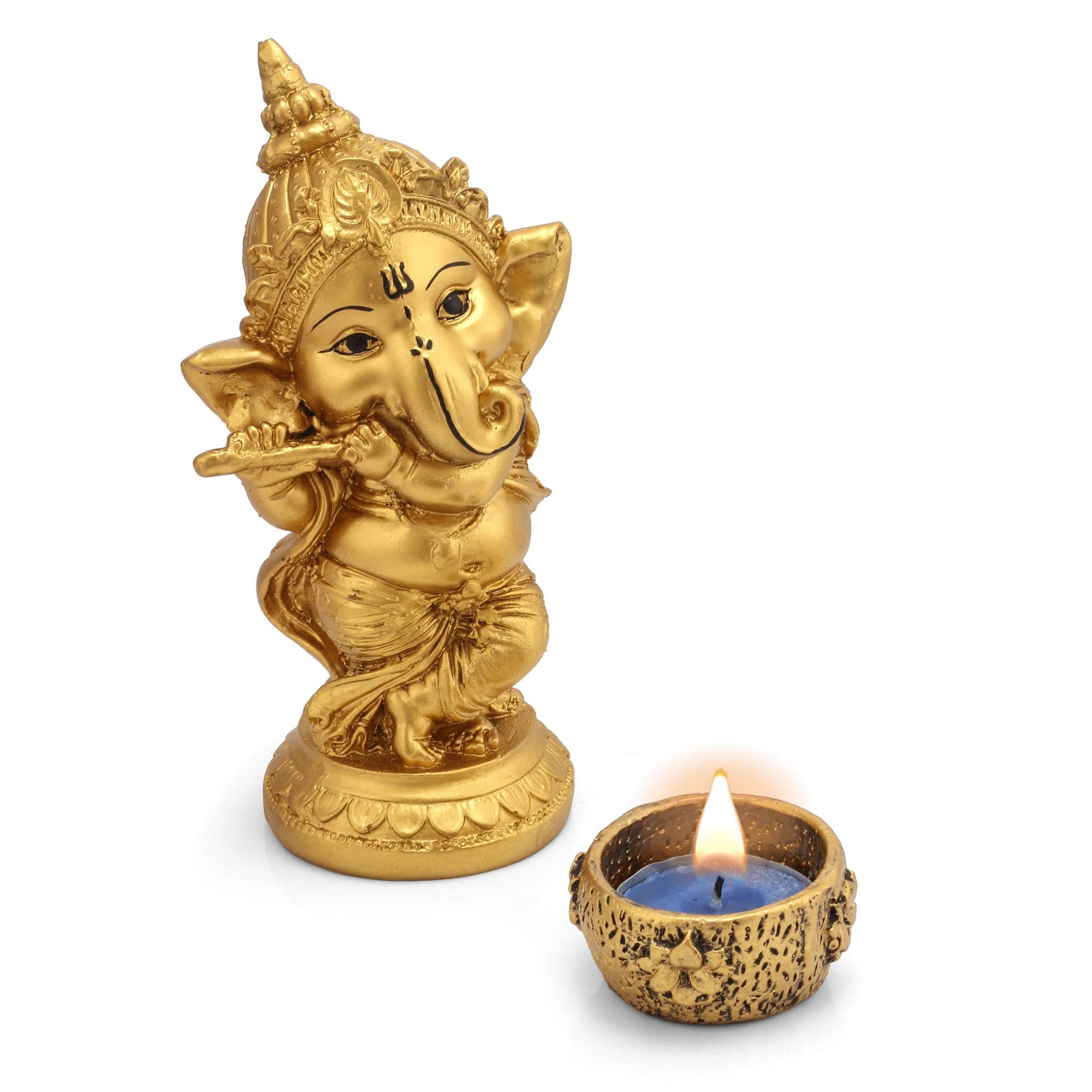 Beckon Venture Handcraft Lucky Ganpati/Ganesha With Diya Statue/Ganesh Idol For Home,Ganesh Murti For Home,Gift,Ganesh Statues F