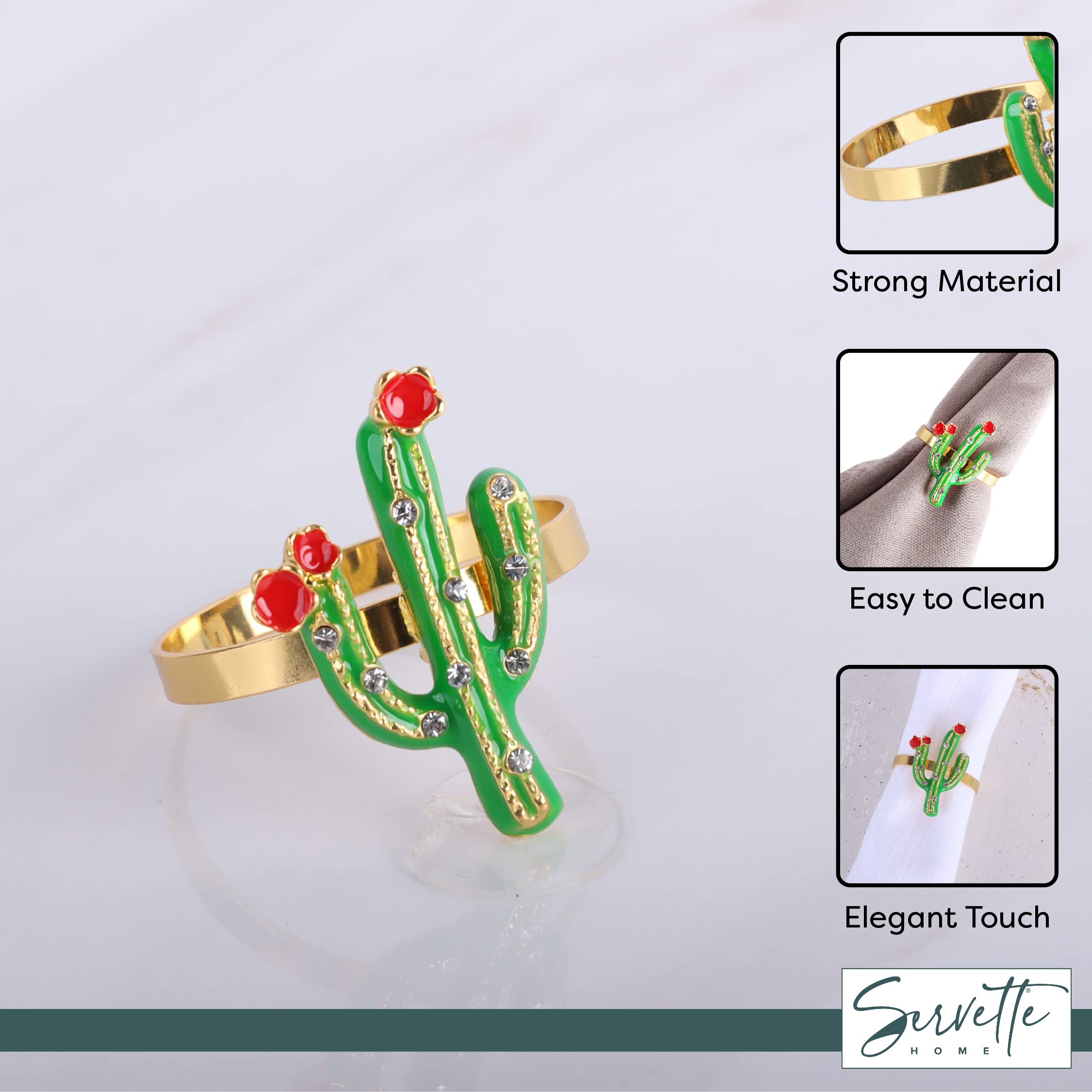 Cactus Napkin Rings Set Of 6 Metal