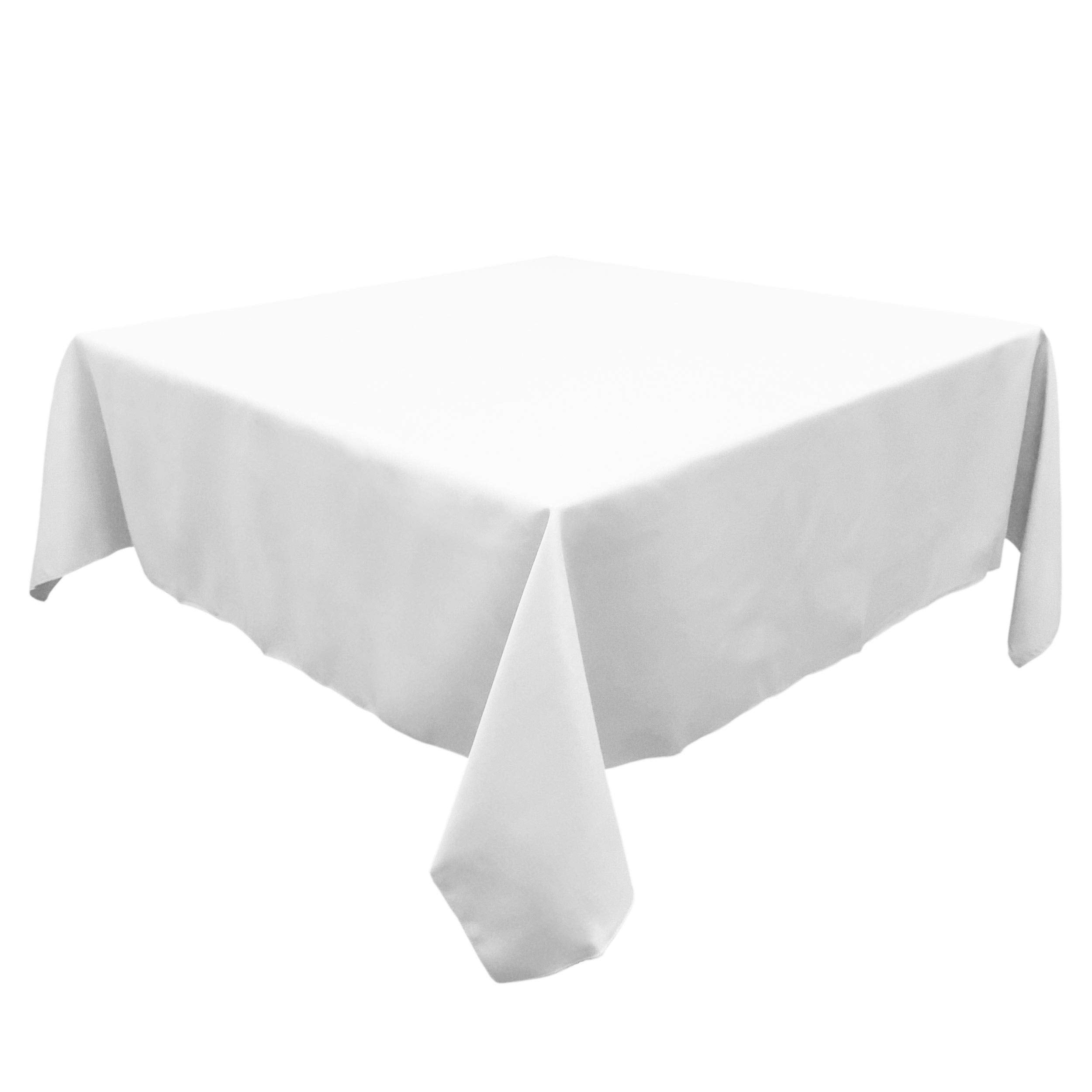 Tablelinensforless Polyester Square Tablecloth, 72 Inch Square, (White)