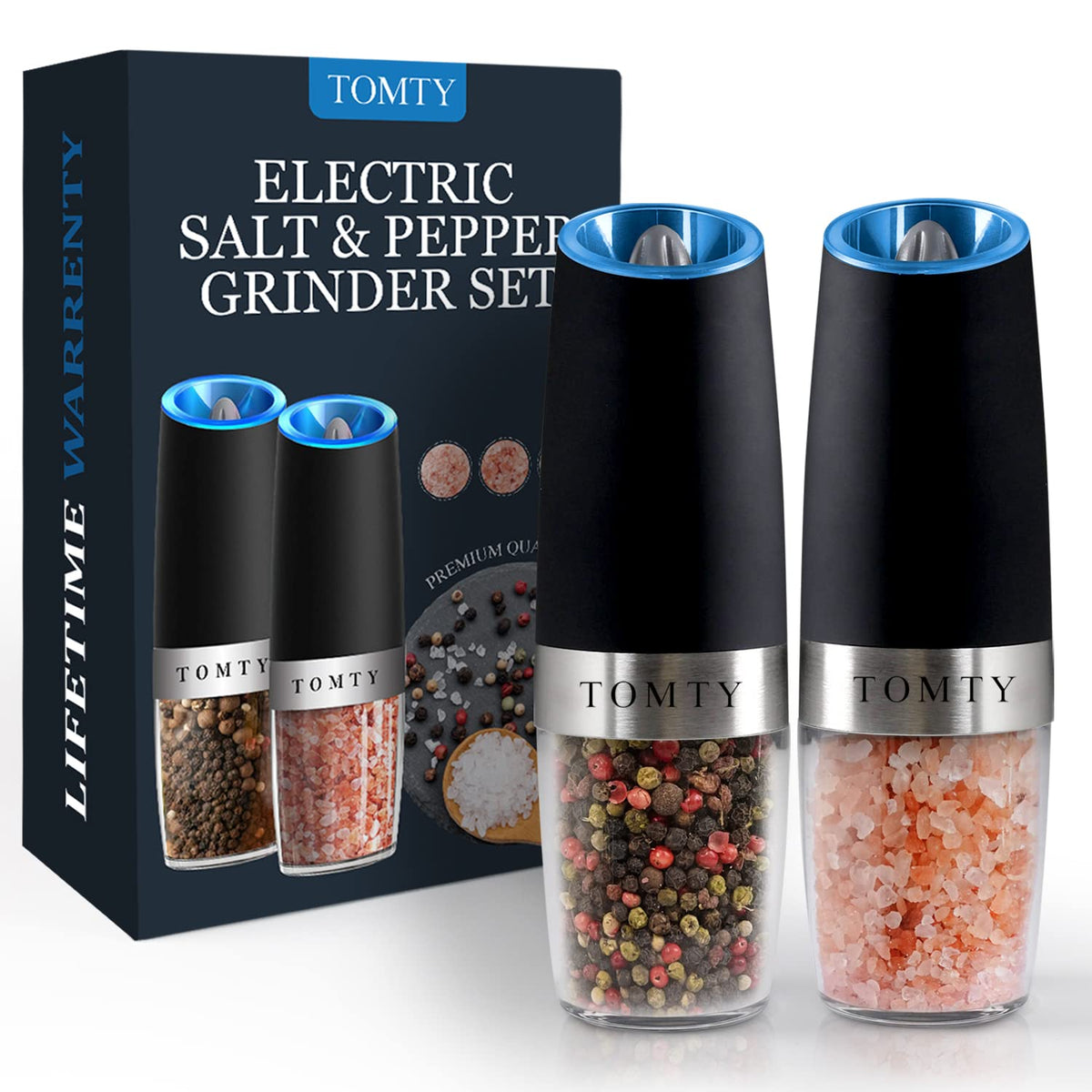 Gravity Electric Salt And Pepper Grinder Set White Elephant Gifts For Women Who Have Everything Grilling Men Kitchen Gadgets Hou