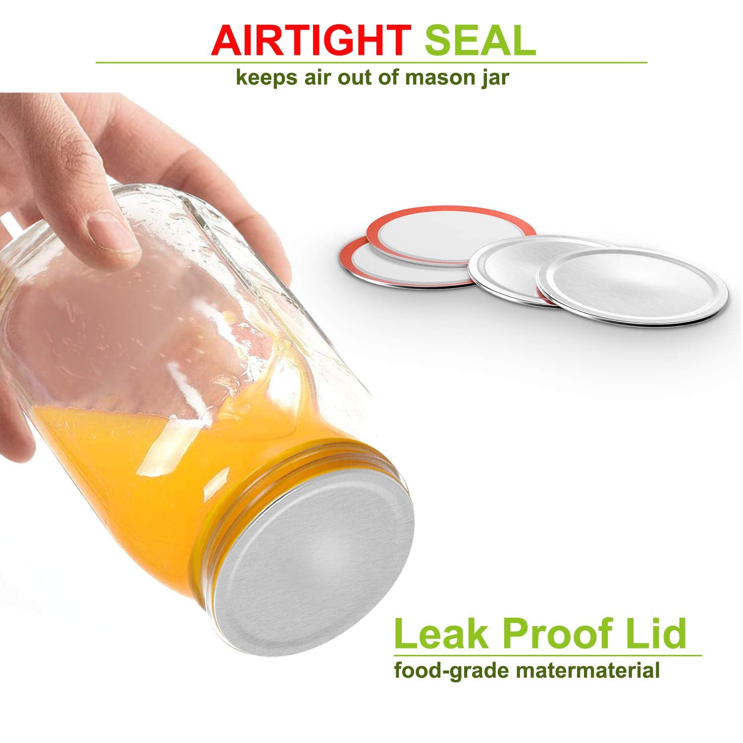Mason Jar Lids Regular Mouth Canning Lids For Ball, Kerr Jars - 24-Count Split-Type With Leak Proof & Airtight Seal Features, Me