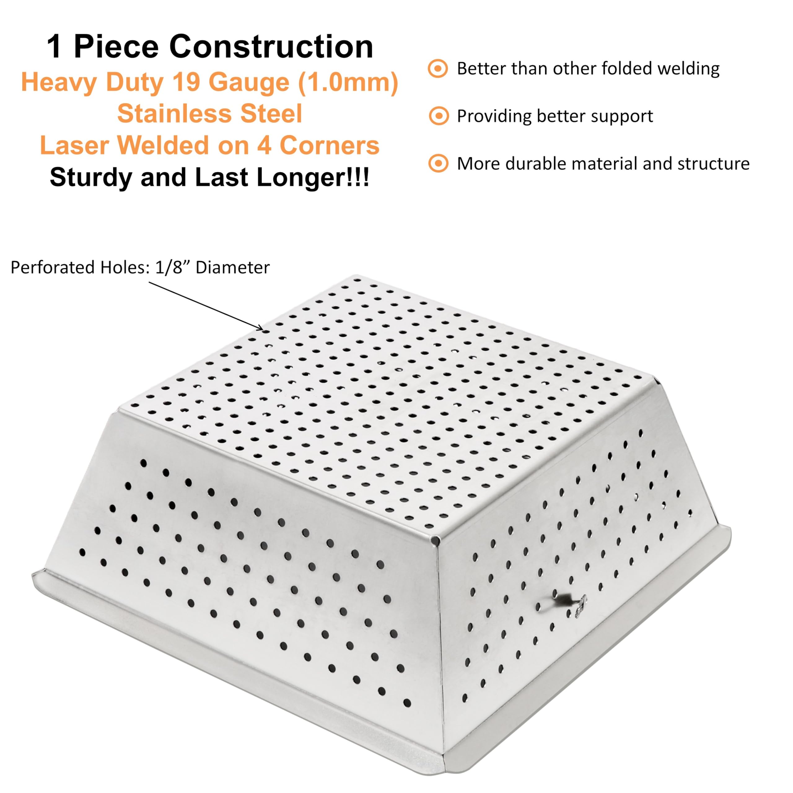 Leyso Stainless Steel Floor Sink Drop-In Basket Strainer Sink Drain Cover 8-1/2'' X 8-1/2    X 3-1/8    For Kitchen, Restaurant,
