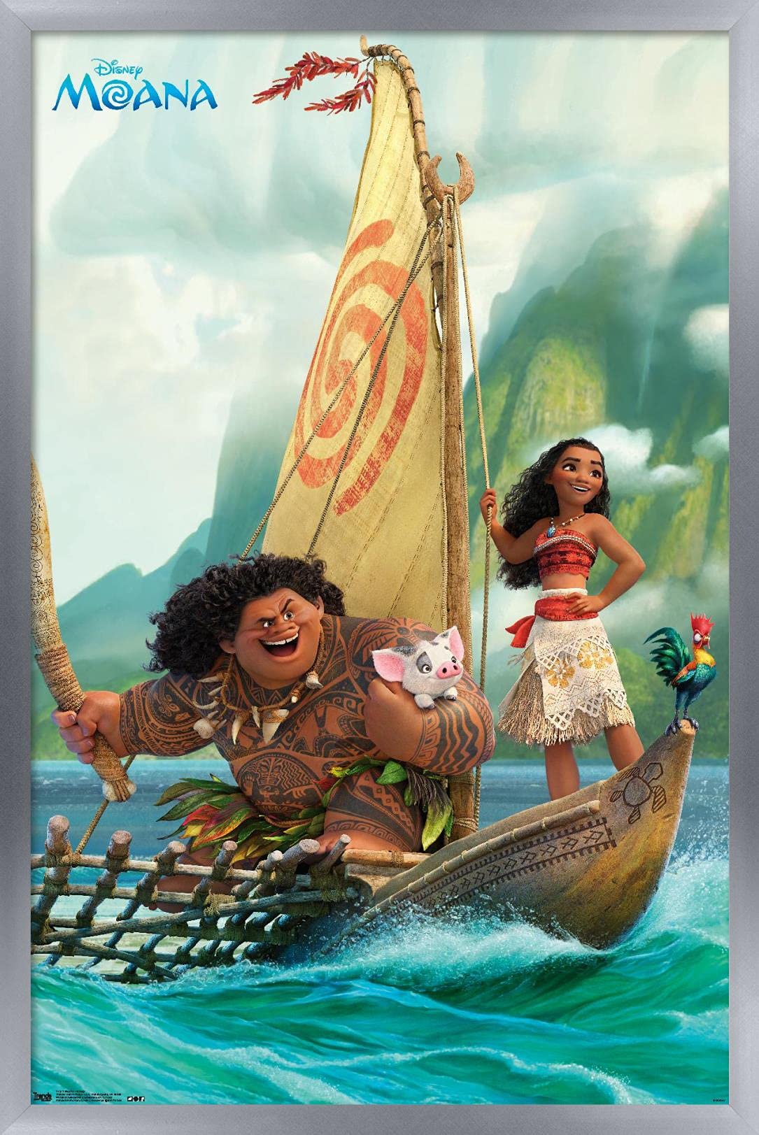 Trends International Disney Moana - Group Wall Poster, 14.72'' X 22.37'', Silver Framed Version