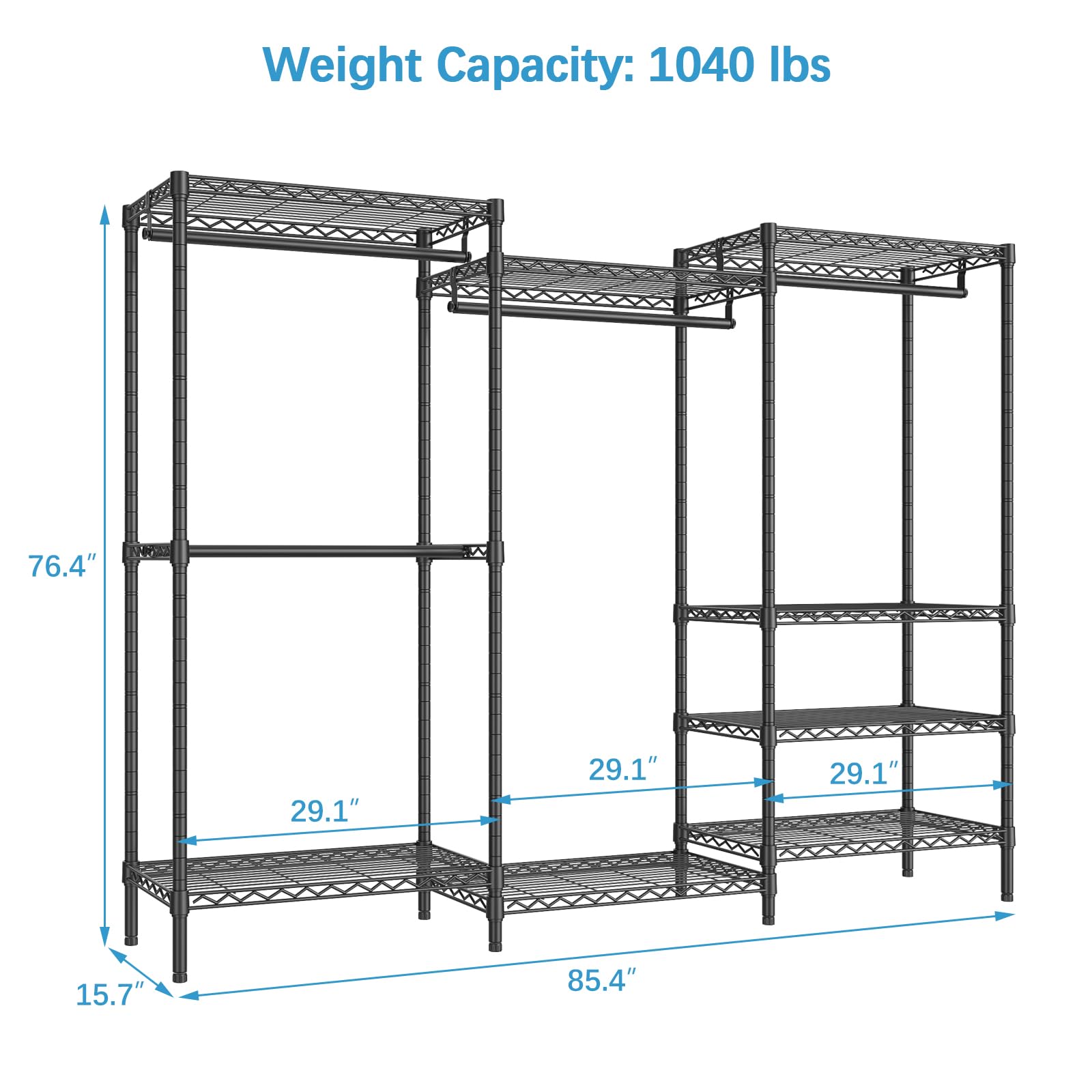 Vipek V5 Plus Large Portable Closet Rack Freestanding Wardrobe Closet, Multi-Functional Clothes Rack Heavy Duty Metal Clothing R