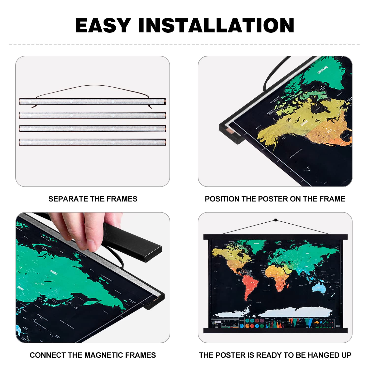 Benjia 17X22 17X11 17X24 Poster Frame, Magnetic Light Wood Frame Hanger For Photo Picutre Canvas Artwork Art Print Wall Hanging