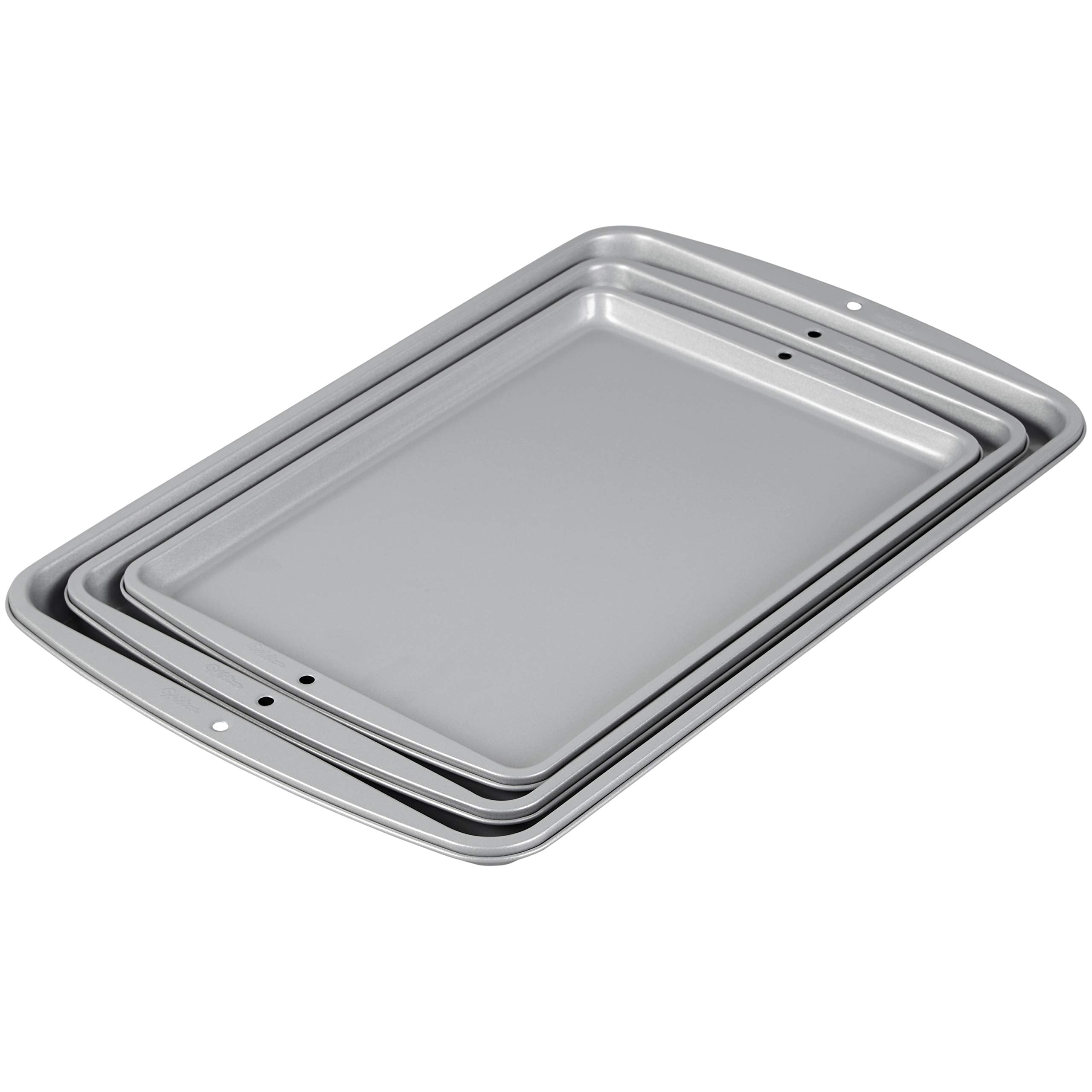 Wilton 3 Piece Cookie Pan Set, Steel, Multicolor, Model 2105-975, Standard Packaging