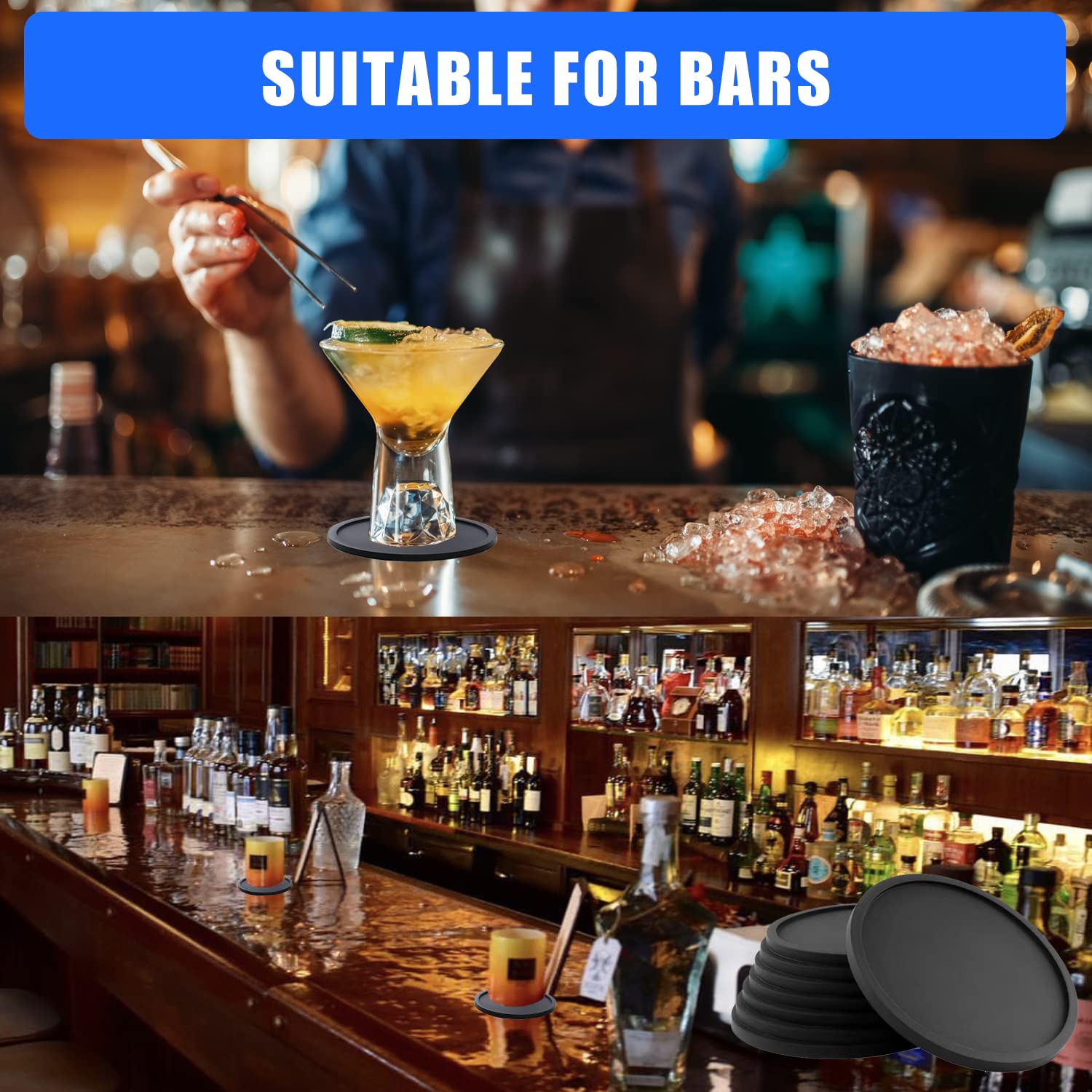 Silicone Coasters, Coasters For Drinks 6 Set Non-Slip Cup Coasters, Heat Resistant Cup Mate, Soft Coaster For Tabletope Protecti