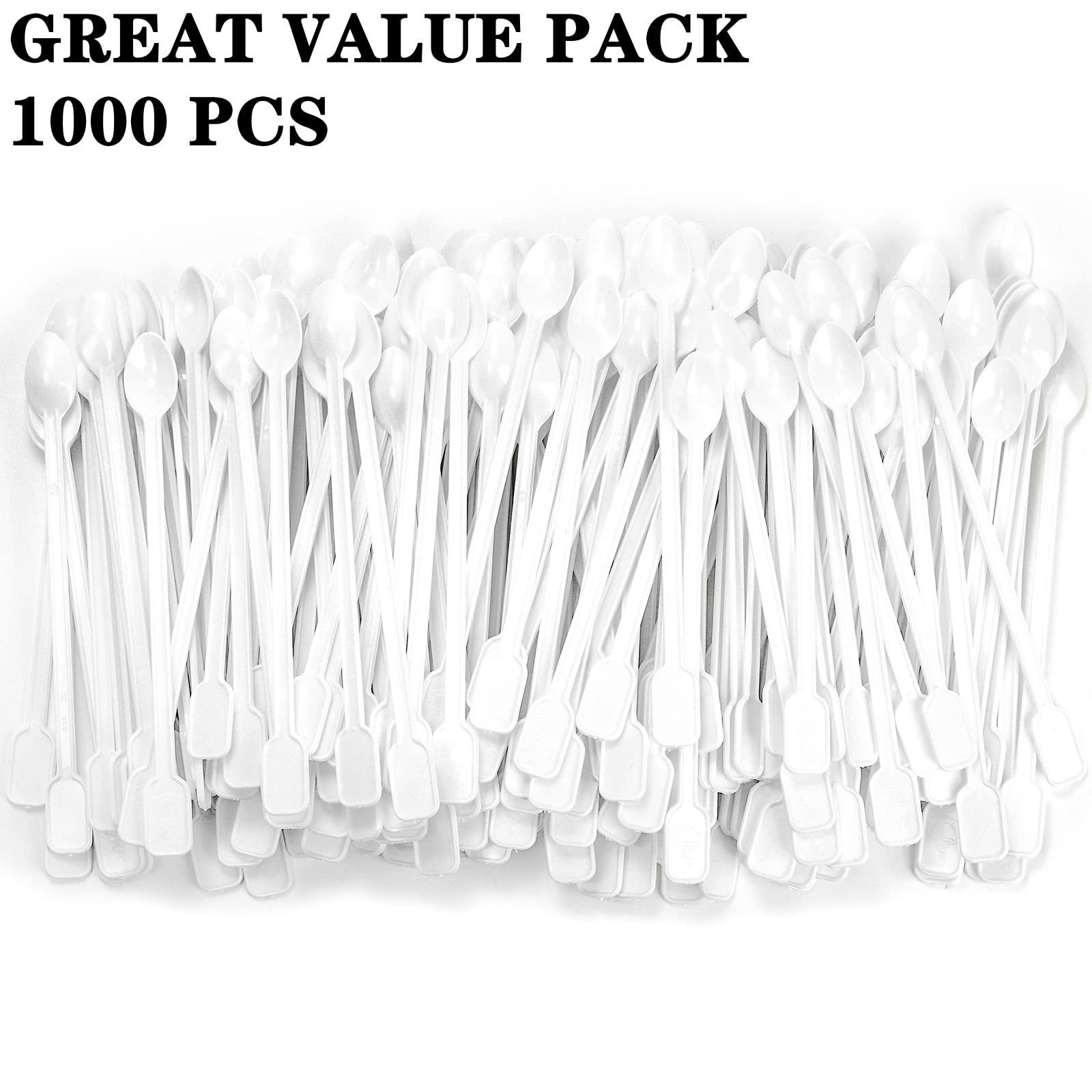 Deayou 1000 Pcs Plastic Coffee Stirrer, 5'' Disposable Stir Sticks For Drinks Cocktails, Mini Coffee Stirring Spoon Rod For Blen