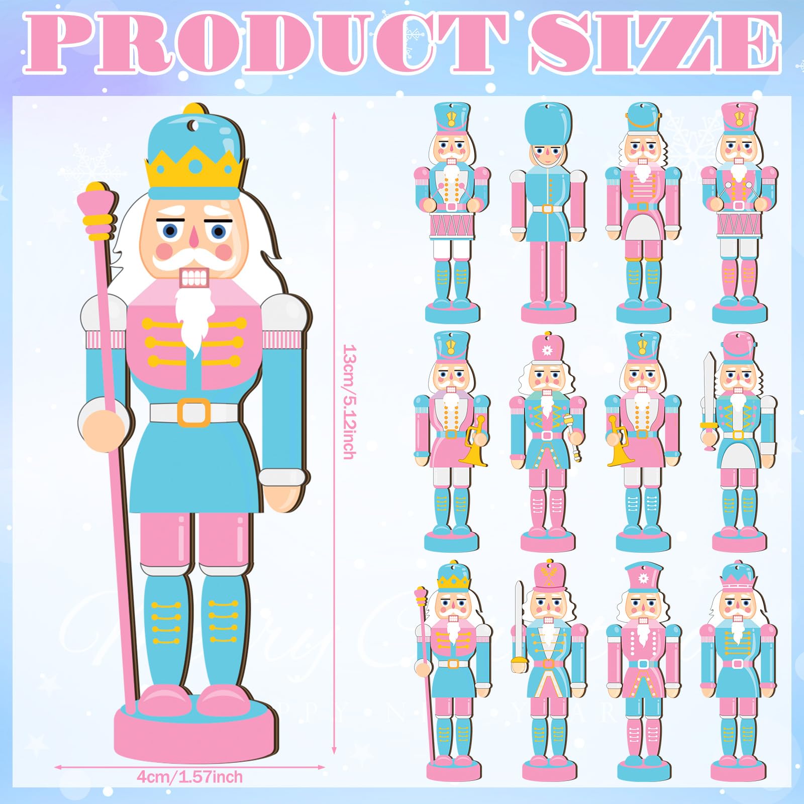 Qunclay 36 Pcs Christmas Nutcracker Ornaments Wood Hanging Miniature Nutcrackers Figures Traditional Holiday Crackers Christmas