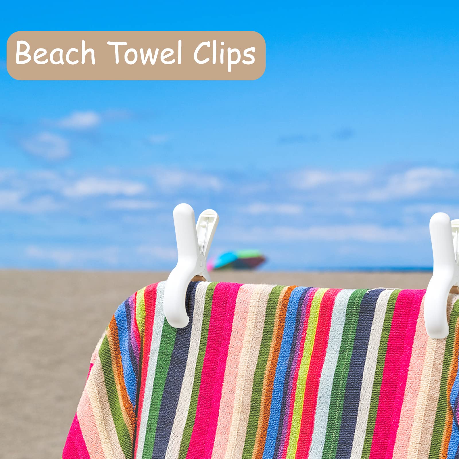 12 Pack Plastic Clothes Pins With Strong Anti-Rust Springs,Heavy Duty Beach Towel Clips,Laundry Clothespins To Keep Your Towel,