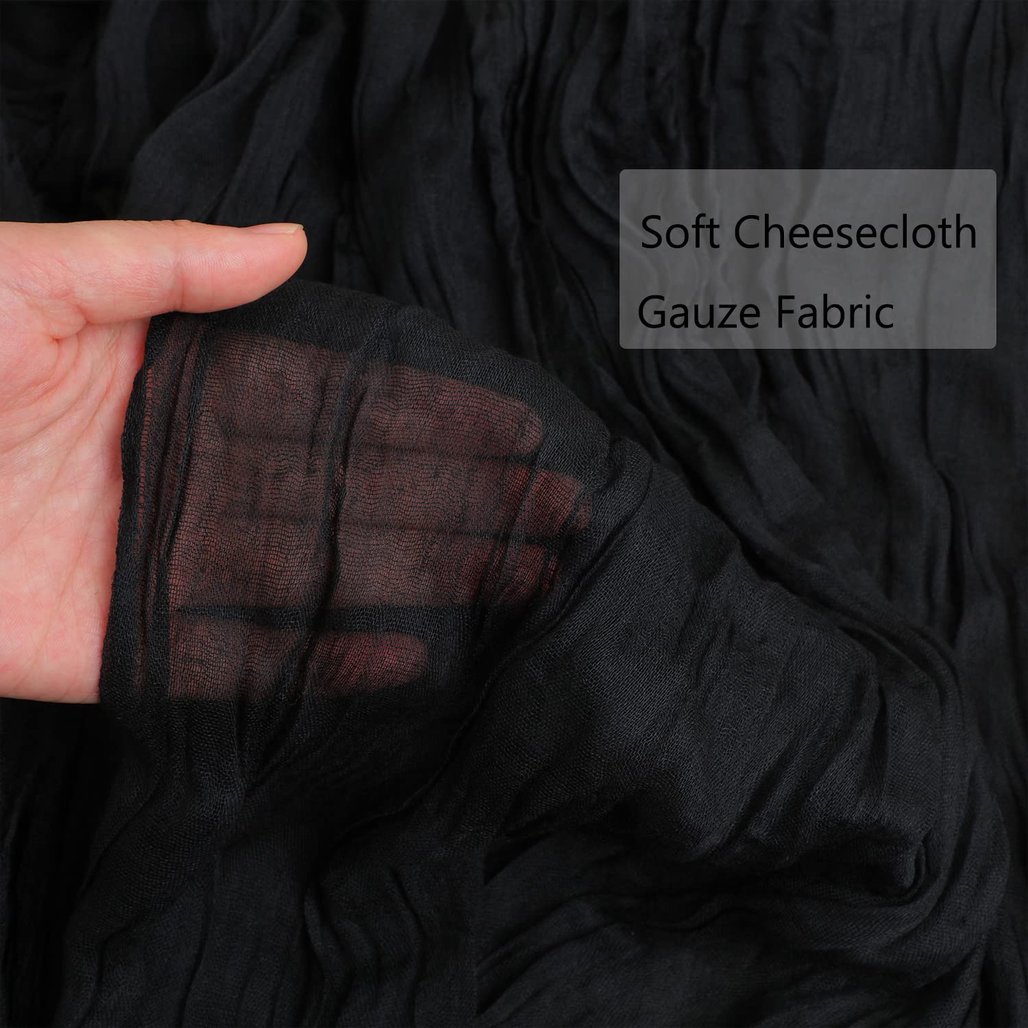 Snowkingdom 13Ft Black Cheesecloth Table Runner, 160Inch Long Cheese Cloth Boho Gauze Table Runner For Wedding Bridal Baby Showe