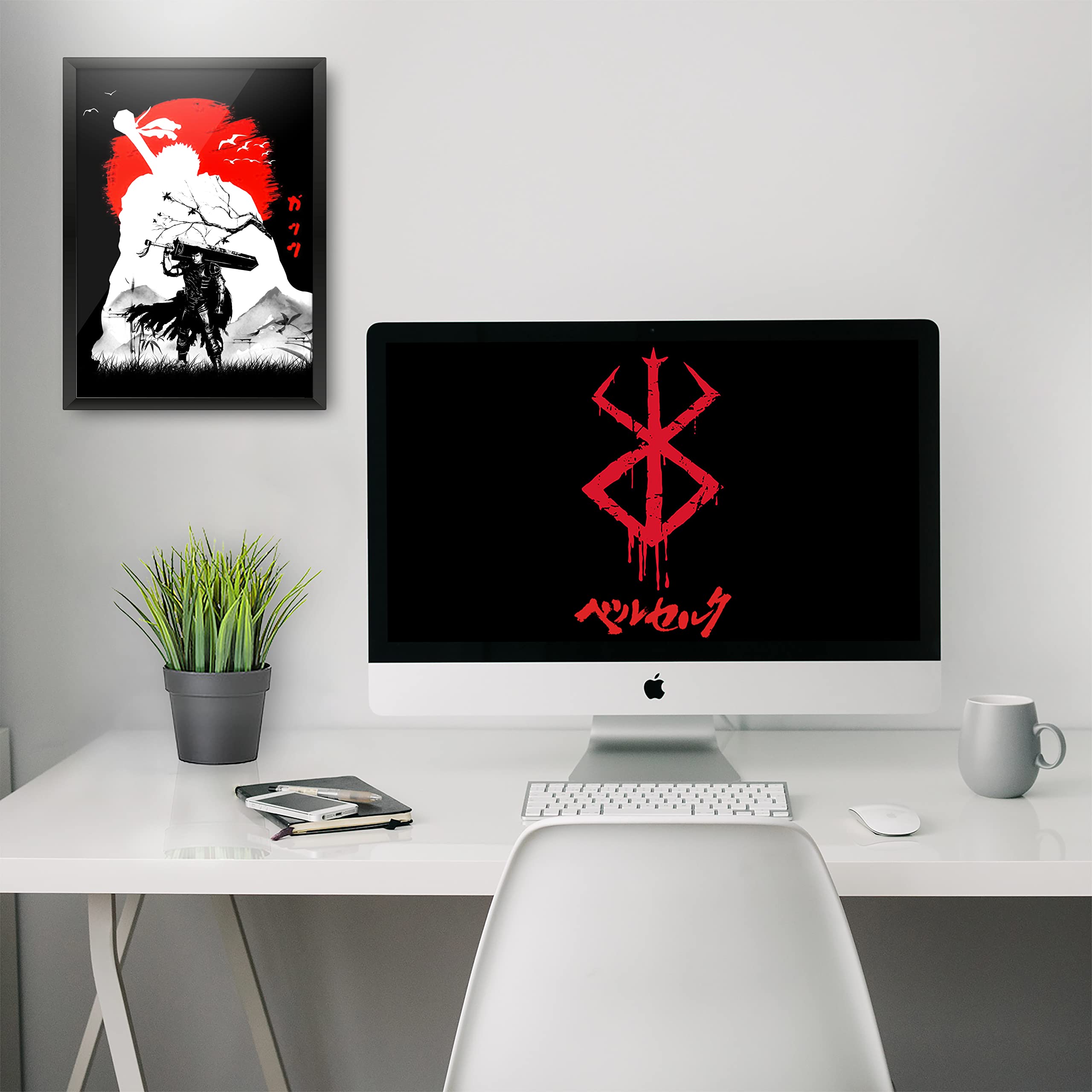 MCSID RAZZ Epic Stuff - Berserk - Guts Design A4 Wall Poster (With Frame) - Best Gifts For Berserk/Anime Fandom/Great Accessory