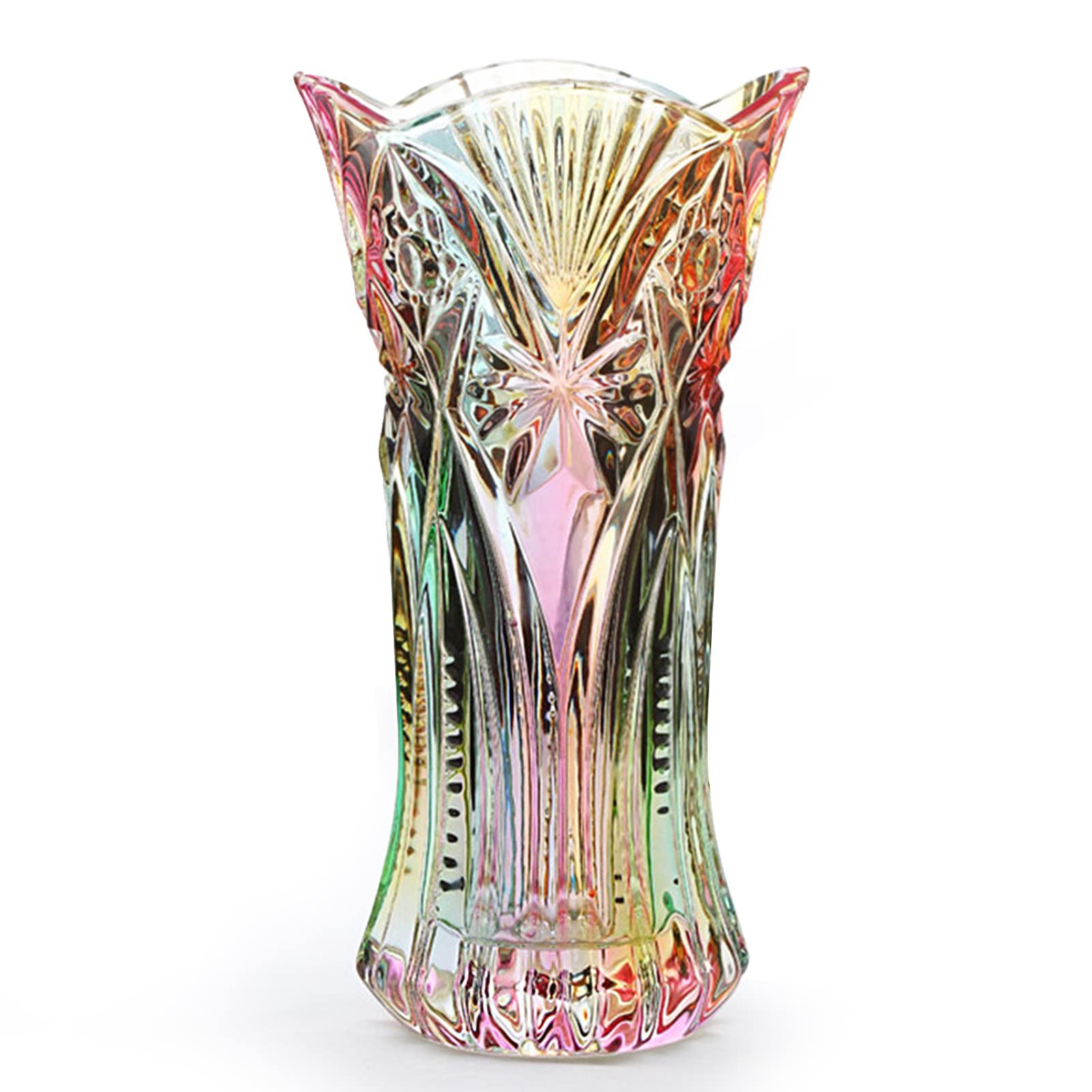 Glass Colorful Vase,Glass Flower Vase Decor for Home Dining Table Living Room,Office Wedding Holiday Party,Handmade Pattern