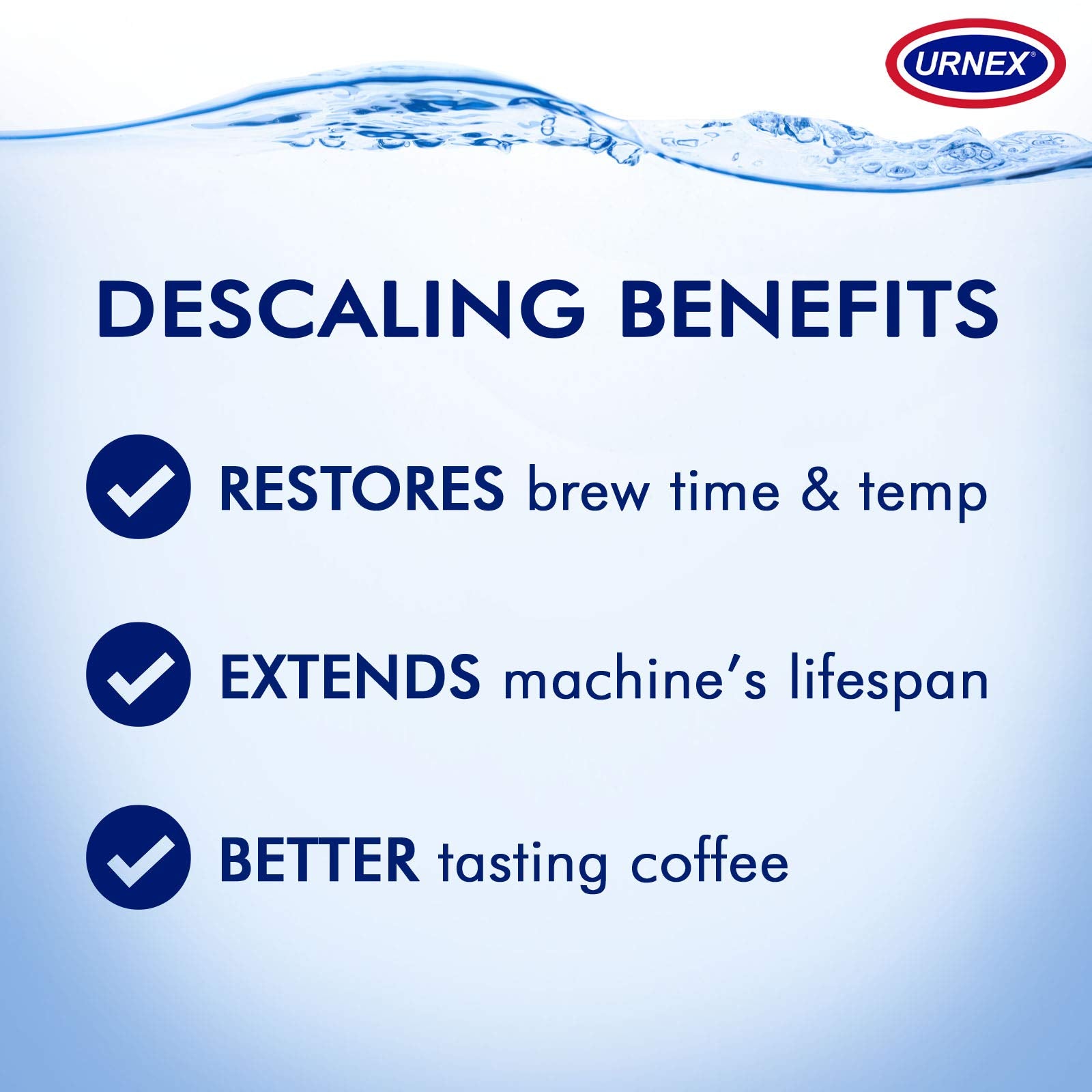 Urnex Dezcal Coffee & Espresso Machine Descaler - 900g Transparent Bottle - Effective Scale Remover for Boilers & Heating Elements
