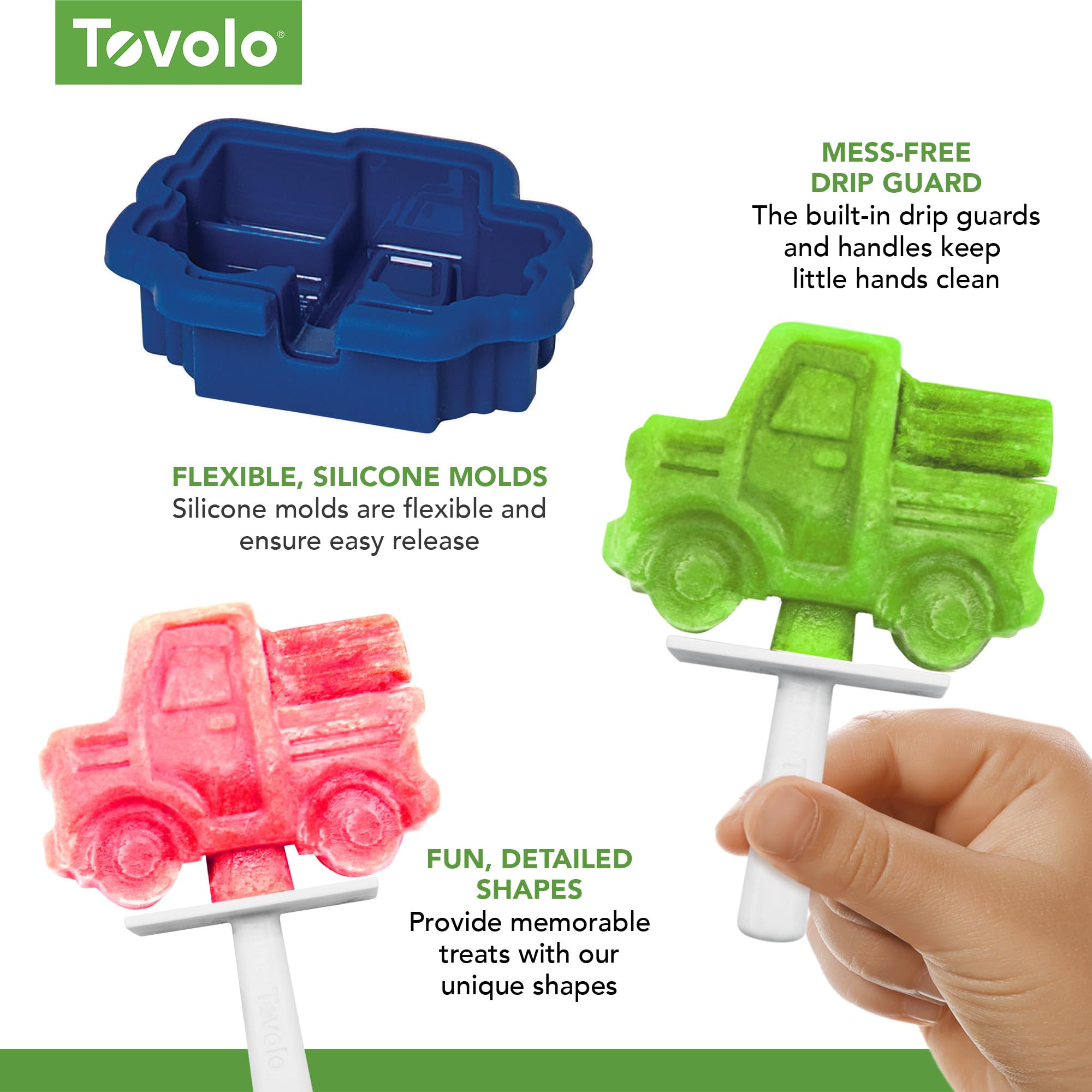Tovolo Silicone Popsicle Molds With Sticks (4-Pack, Truck) - Reusable Ice Pop Molds For Homemade Flavored Ice Pops & Frozen Snac