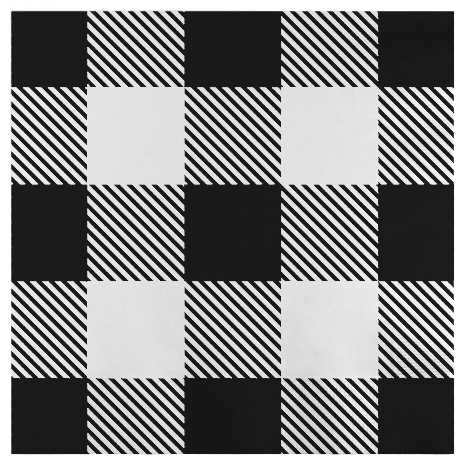 Iconikal Disposable Paper Party Napkins, White Buffalo Plaid, Dinner Size, 75-Count