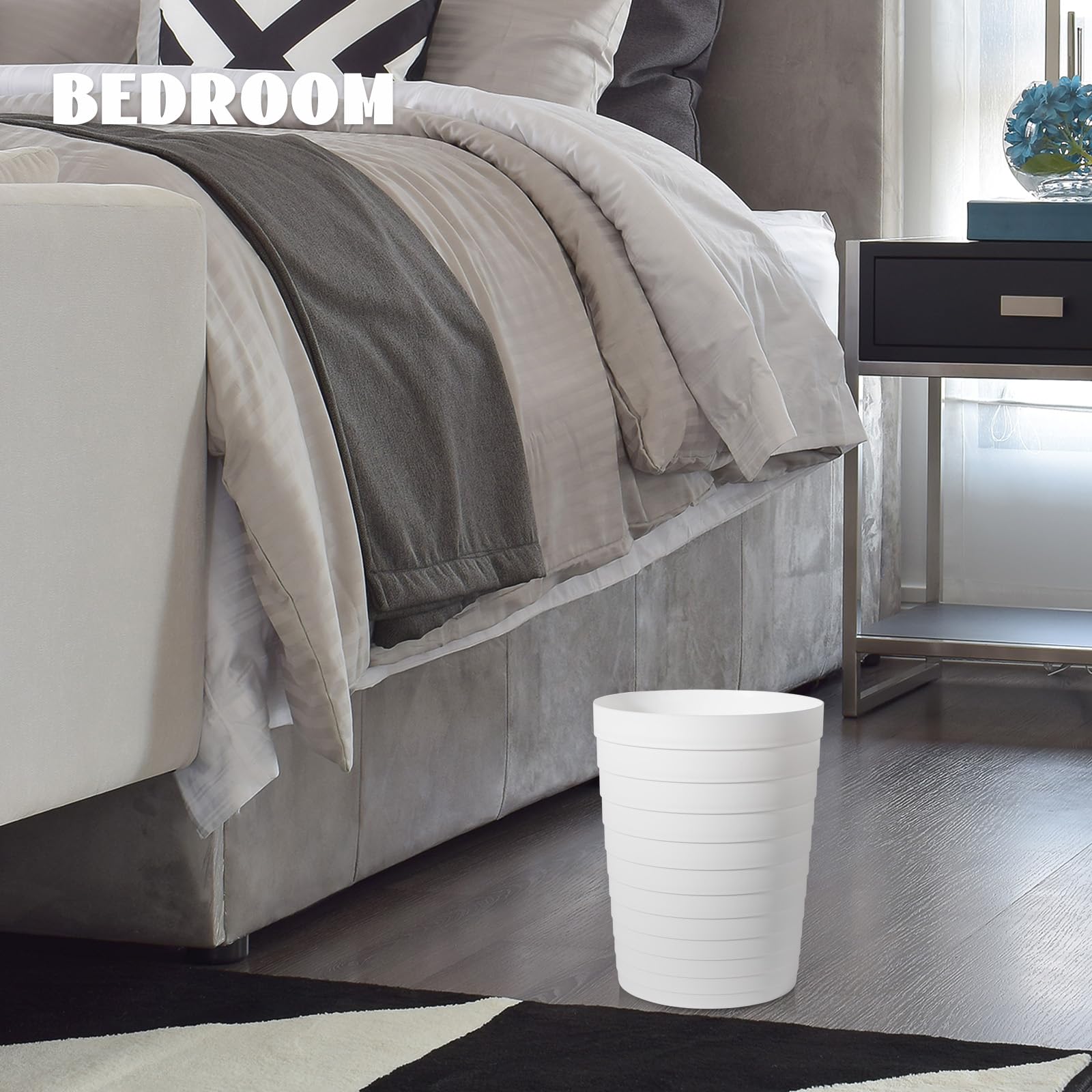 Uujoly Small Bathroom Trash Can Wastebasket, Plastic Garbage Bin Container Basket For Bathrooms, Laundry Room, Kitchens, Offices