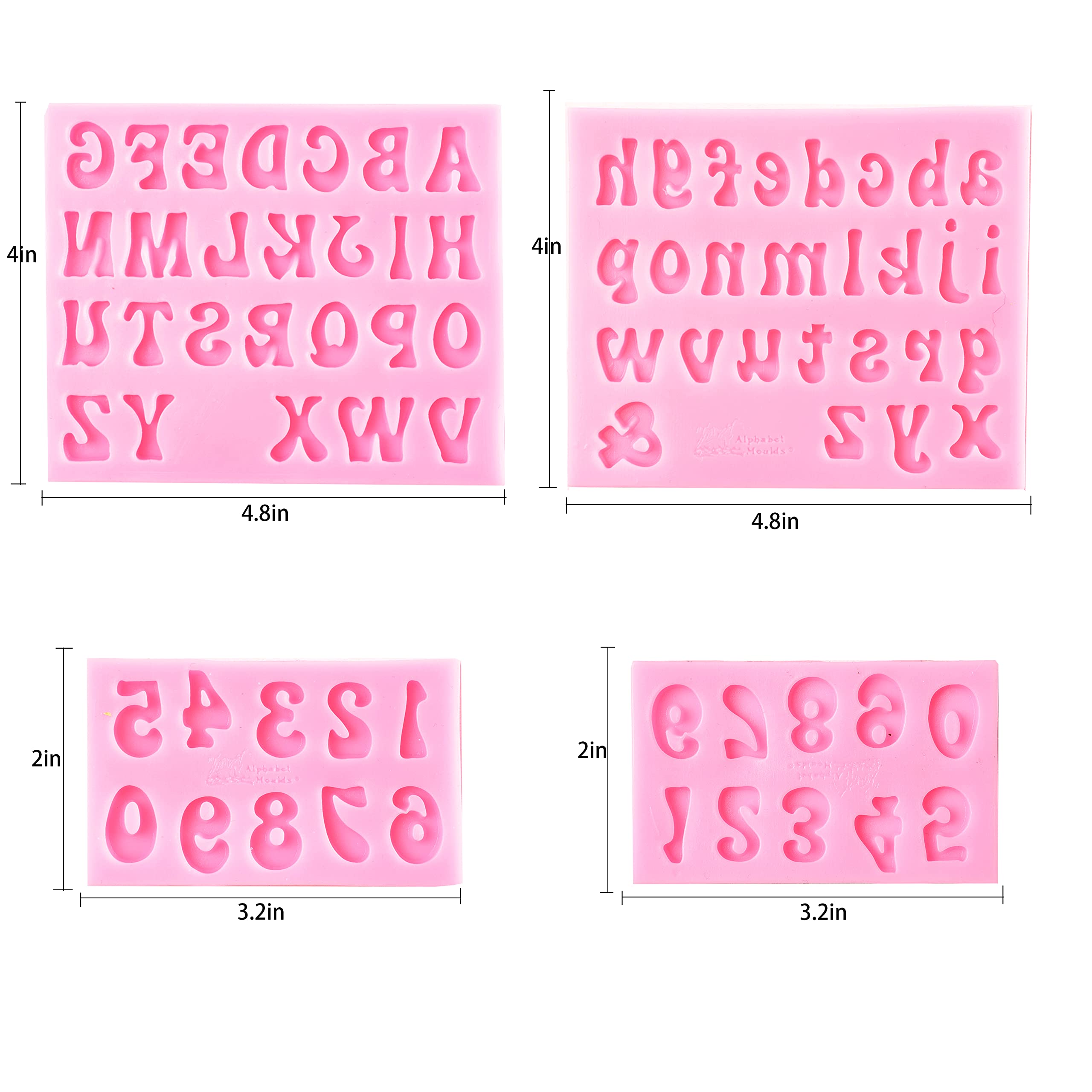Gelifatle Letters Molds And Numbers Molds, Silicone Fondant Mold Chocolate Molds, 0-9 Number And 26 Letters Silicone Molds For B
