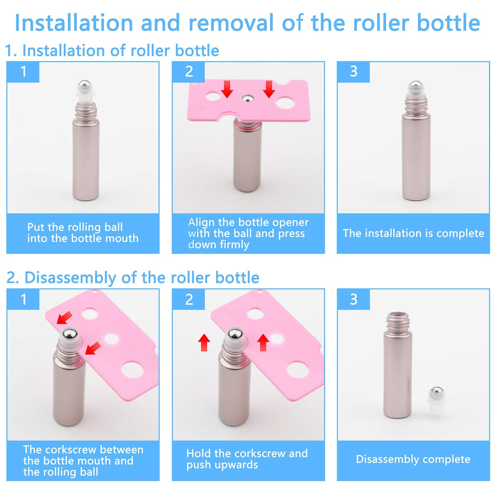 Kesell 14 Pack 10Ml Matte Rose Gold Essential Oil Roller Bottles With Stainless Steel Balls For Perfume Aromatherapy Oils 1 Funn