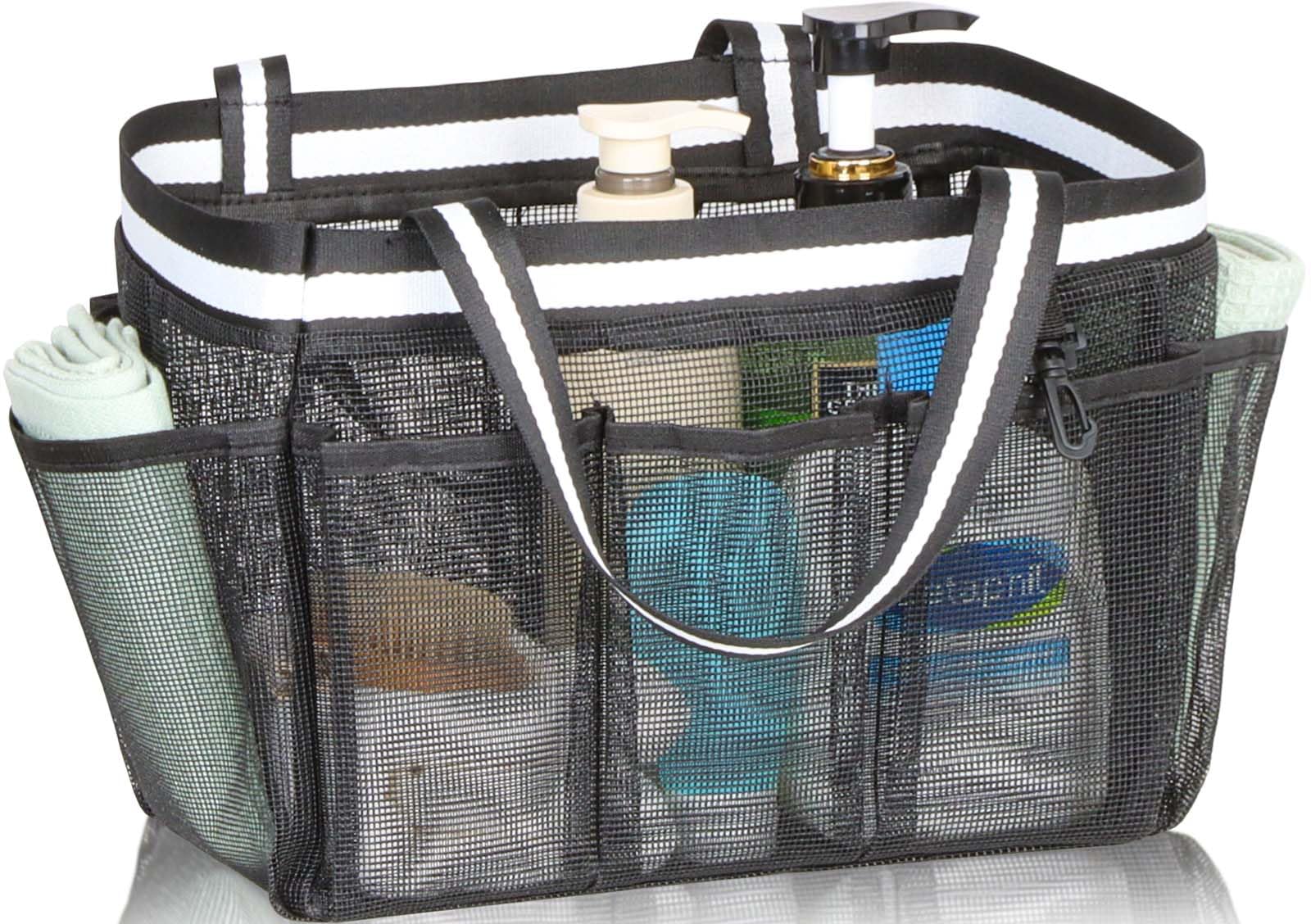 Ocim XL Portable Shower Caddy Basket - Mesh Shower Tote Bag for Travel College Dorm Gym Camping - Black