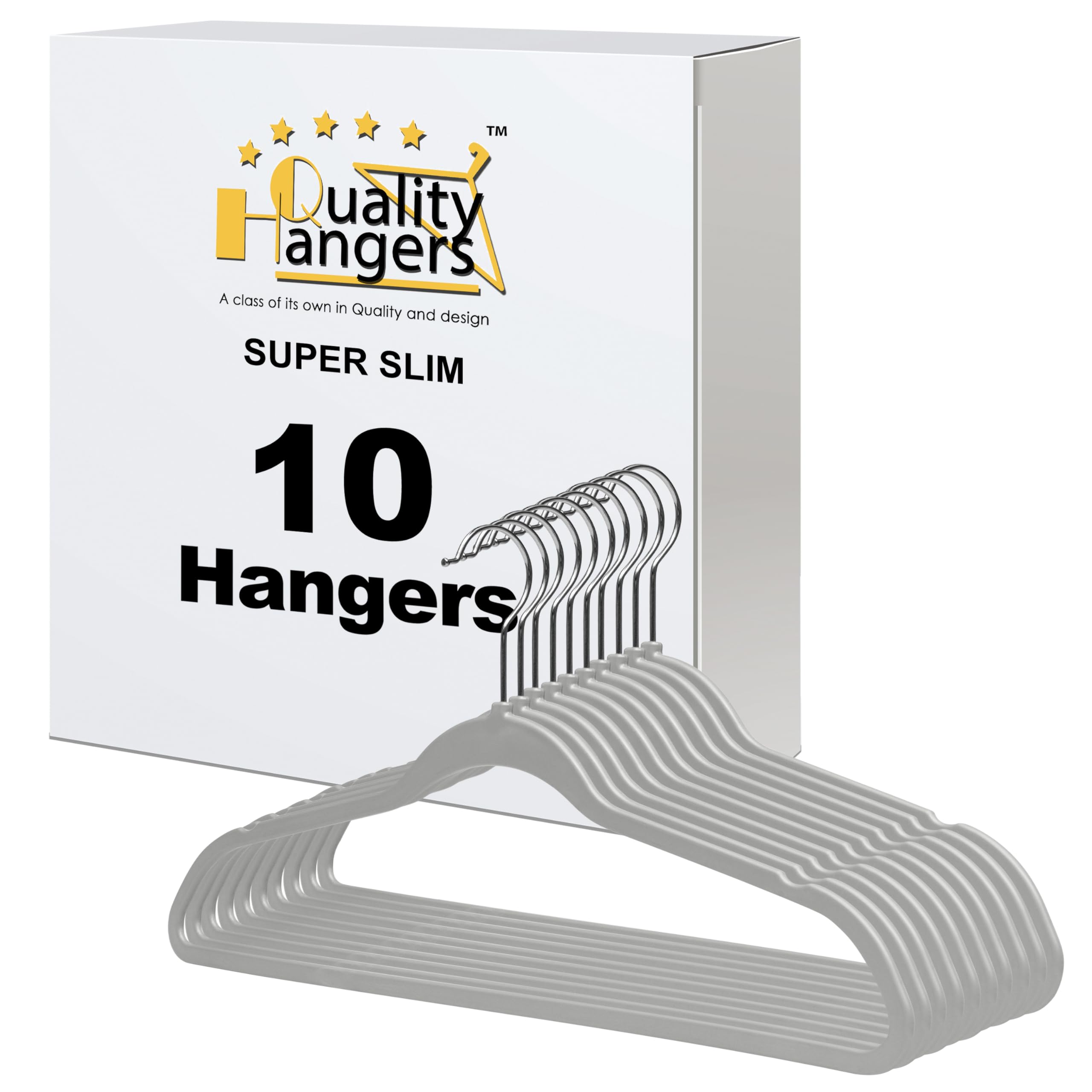 Quality Hangers 10 Pack Slim Plastic Hangers For Clothes - 16.5'' Won'T Crease Your Clothes, Heavy Duty Non-Velvet Black Hangers