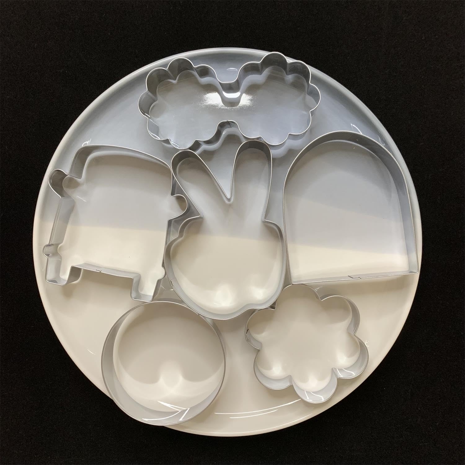 Lubtosmn Large Groovy Cookie Cutter Set-6 Piece-Vw Van, Peace Hand, Daisy, Floral Sunnies, Rainbow And Circle-Diswasher Safe-Coo