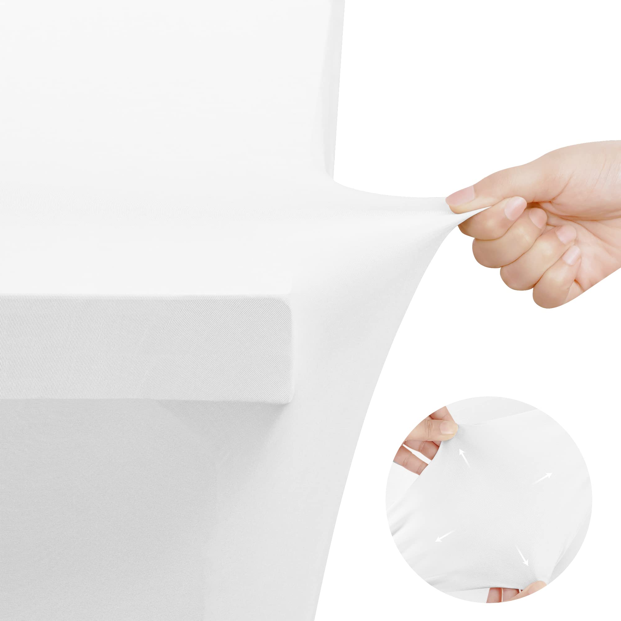 Utopia Kitchen Spandex Tablecloth 2 Pack [6FT  White] Tight  Fitted  Washable and Wrinkle Resistant Stretch Rectangular Patio Table Cover for Event  Wedding  Banquet & Parties [72Lx30Wx30H Inch]
