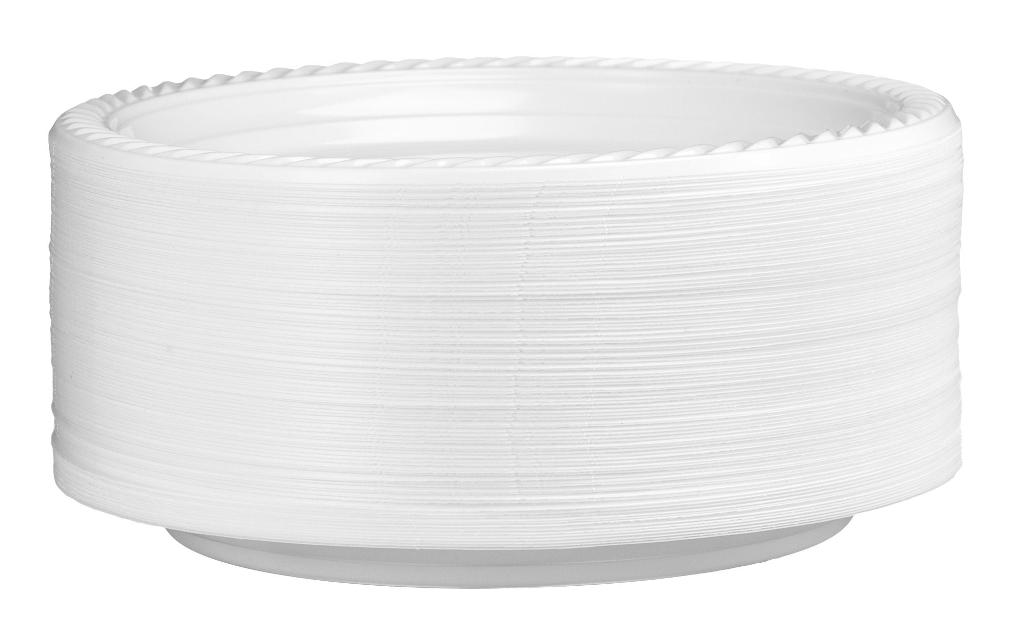 [200 Count] Plasti Plus Disposable Plastic White 7 Inch Heavy Weight Dinner Plates, Great For Weddings, Home, Office, School, Pa