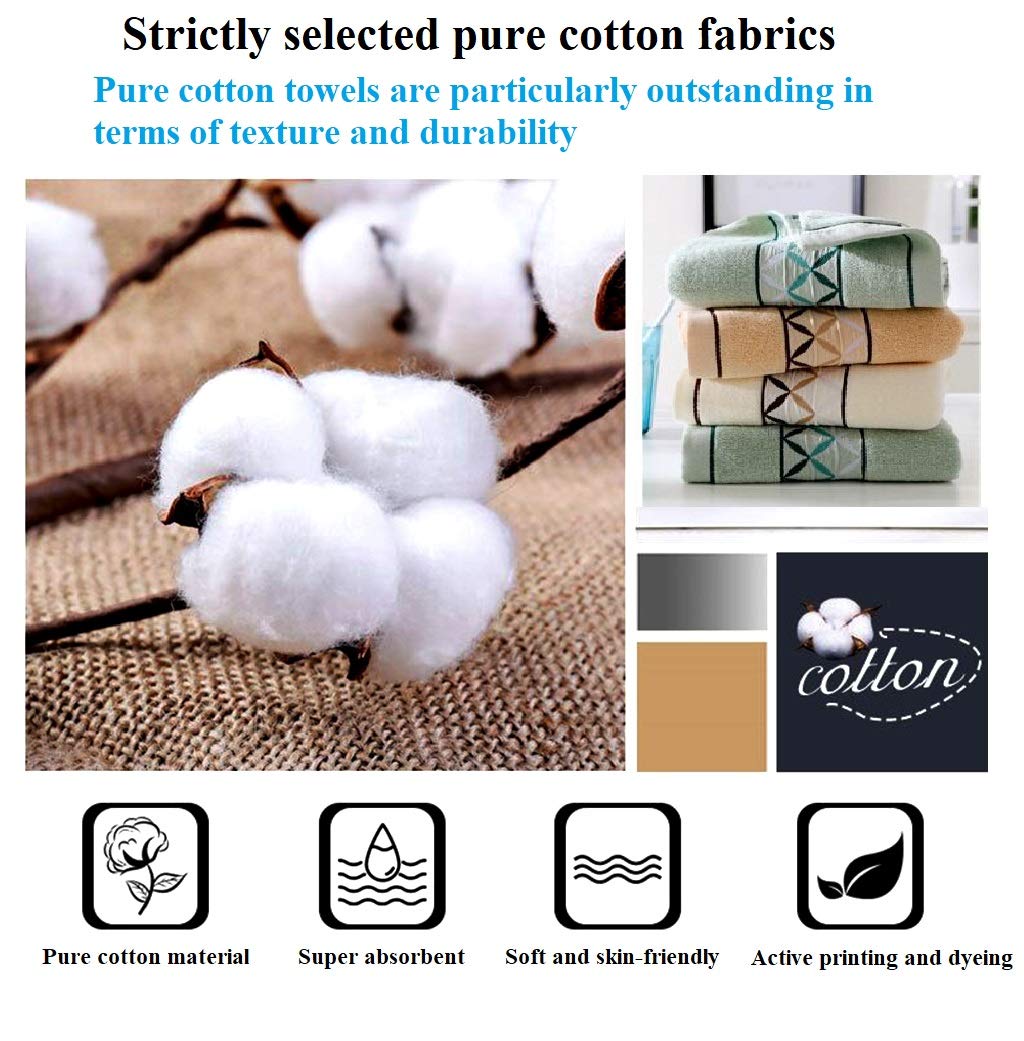 Newraturner 4 Pack Cotton Hand Towels 100% Cotton Face Towels  with Print Super Soft and Highly Absorbent for Bathroom (14 x 30 Inch)(Maoj-4P)