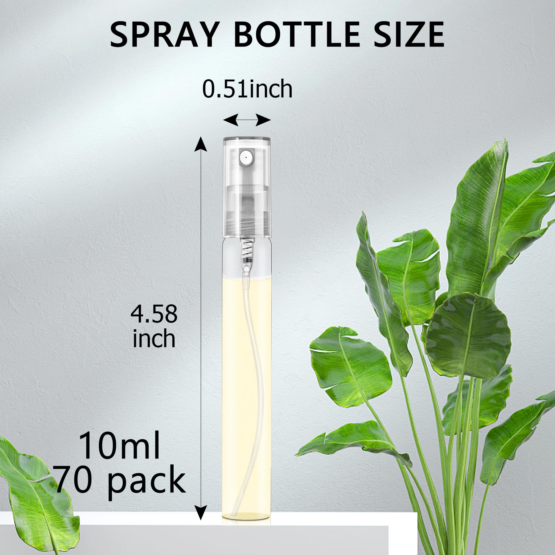 Csdtylh Mini Spray Bottles 70Pcs 10Ml Clear Glass Perfume Bottles Refillable Fine Mist Spray Bottles Empty Fragrance Sample Spra