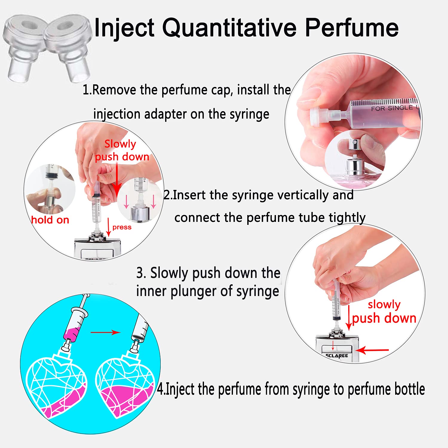 Mub Perfume Refill Pump Tools, Perfume Dispenser With Adapter Tools For Perfumes Transfer To Empty Bottles, Include 2 Syringe Fo
