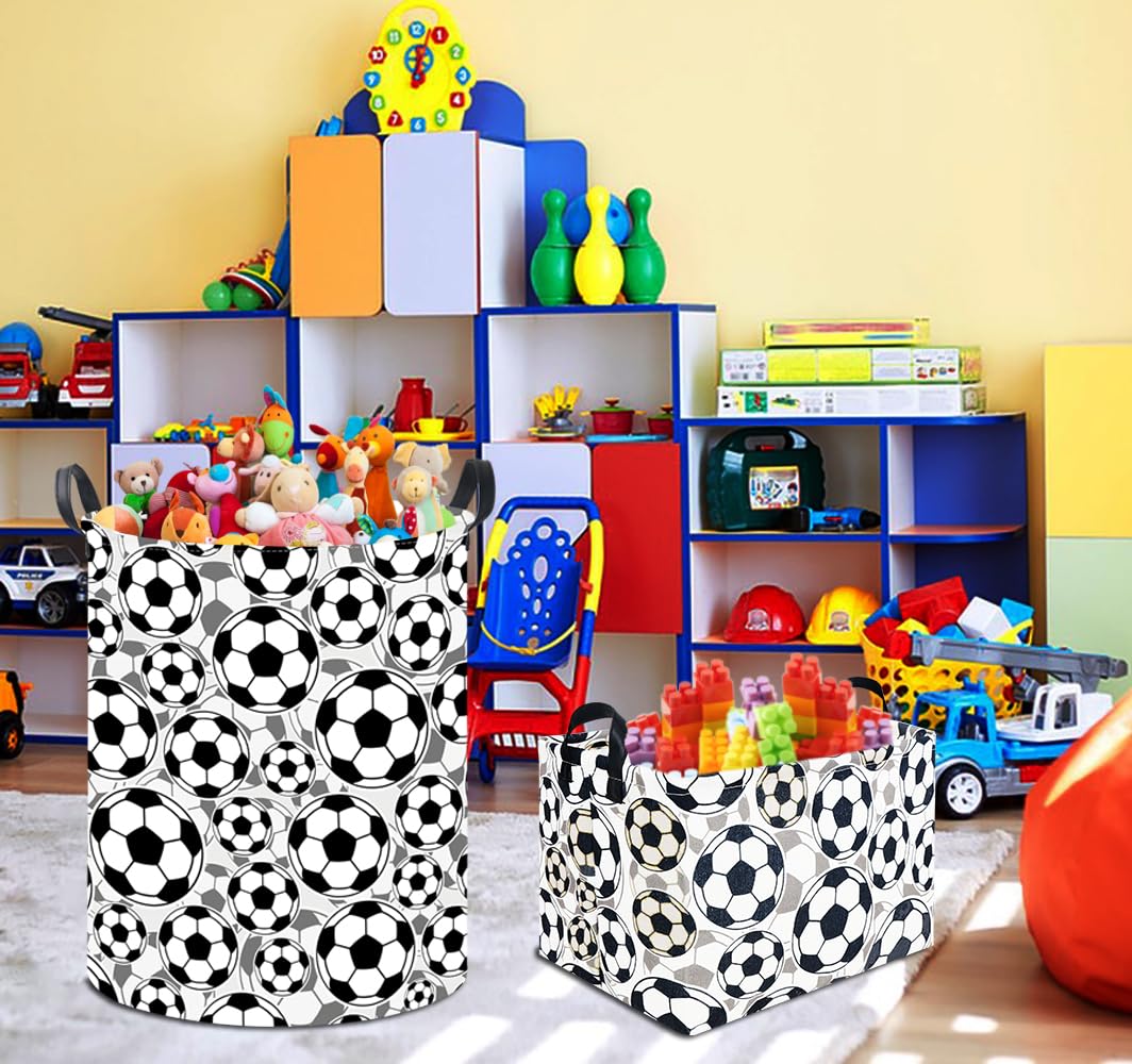 Hkec 19.7 Football Laundry Basket,Kids Dirty Clothes Hamper,Waterproof Toys Storage Bin,Room Decor,Gift Baskets,Baby Nursery Ham
