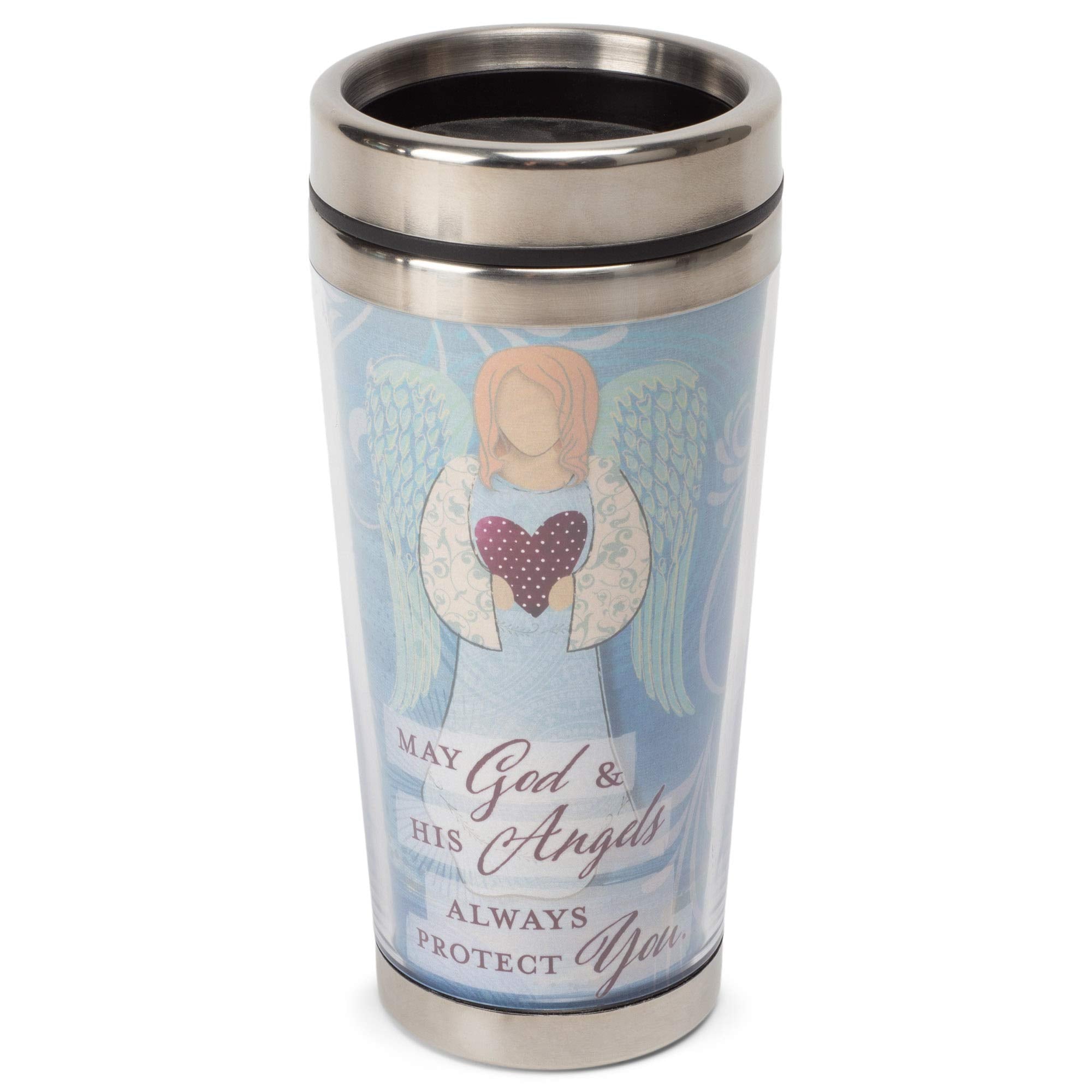 God And Angels Protect You 16 Oz Stainless Steel Travel Mug With Lid
